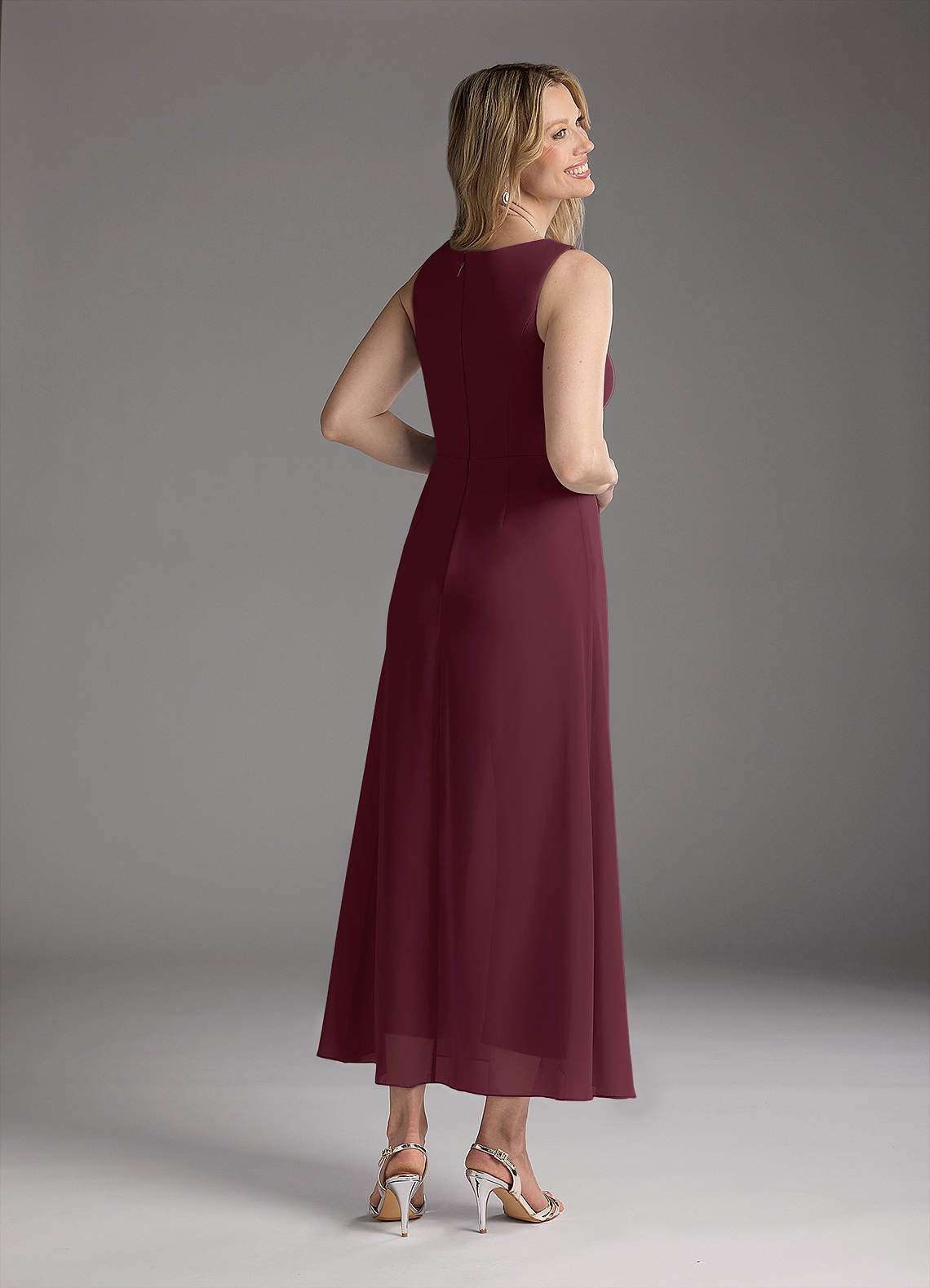 Azazie Anitta Mother of the Bride Dresses Cabernet Jumpsuit/Pantsuit Pleated Stretch Crepe Dress image4
