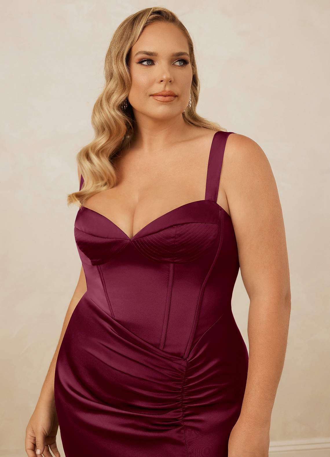 Christian Siriano Bridal for Azazie 1017 Bridesmaid Dresses Mulberry Sheath Sweetheart Neckline Stretch Satin Dress image9