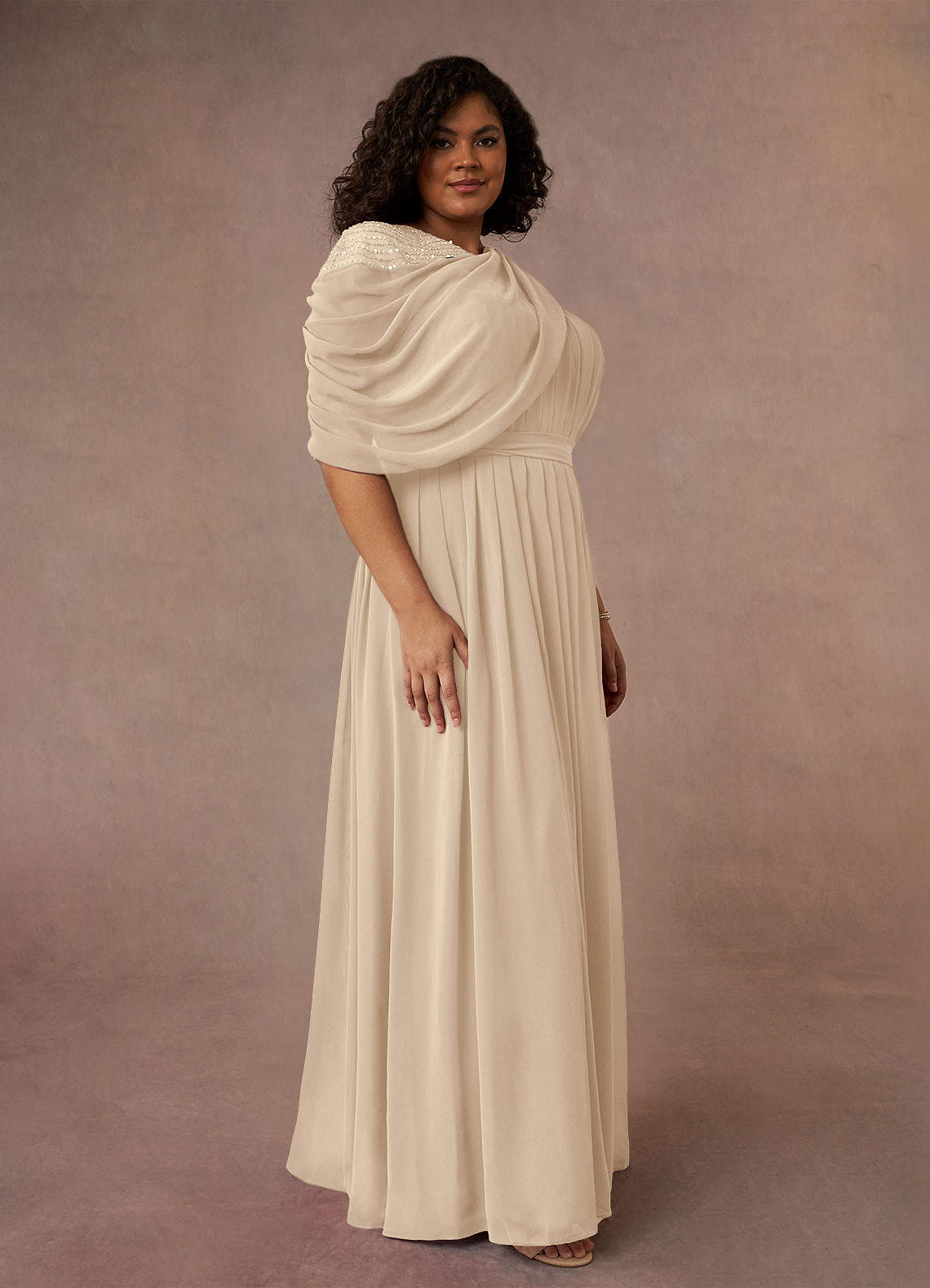 Azazie Olena Wisteria A-Line Sequins Chiffon Dress Ready to Ship