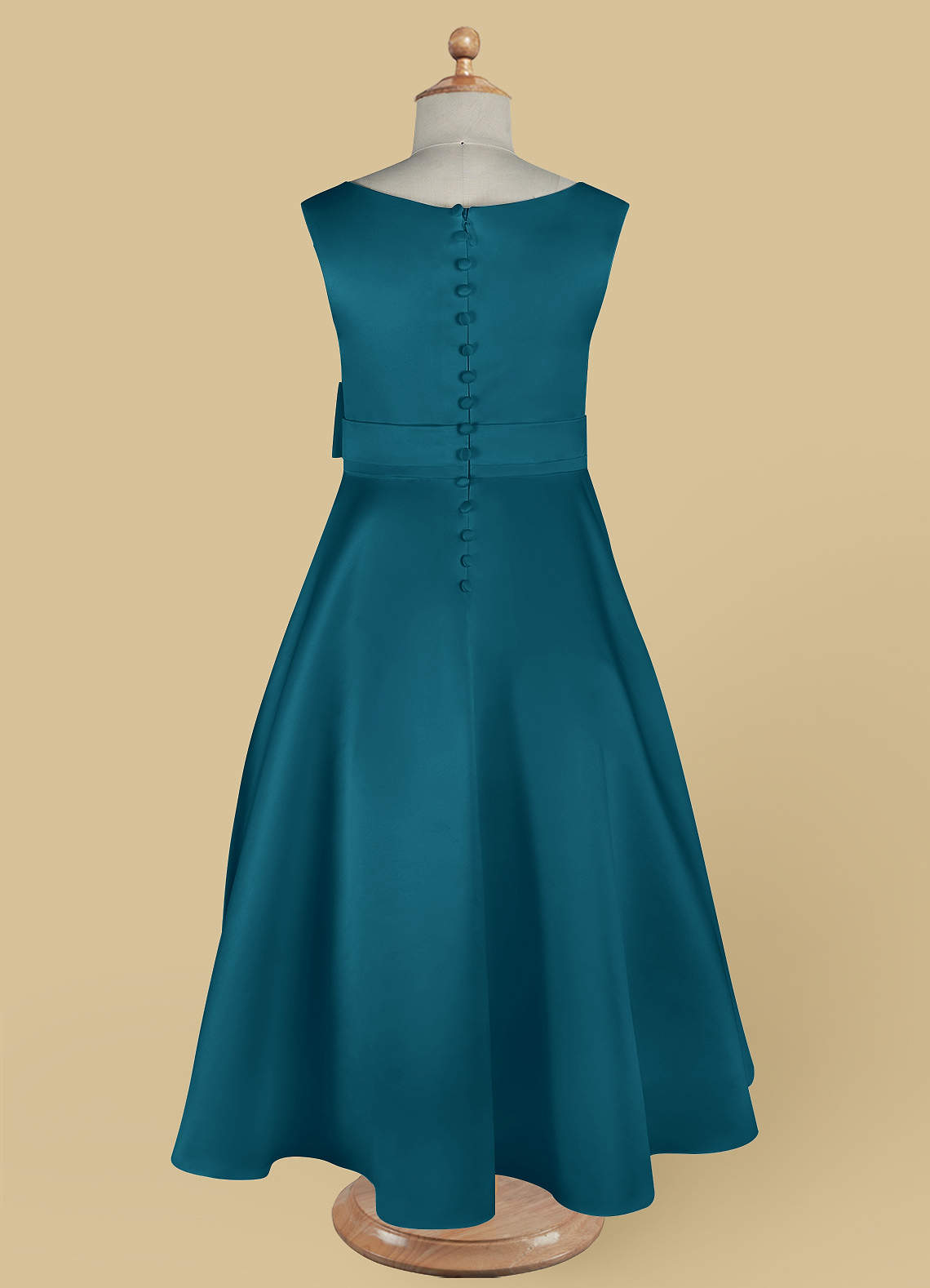 Azazie Lindy Ink Blue A-Line Pleated Matte Satin Dress Azazie IE