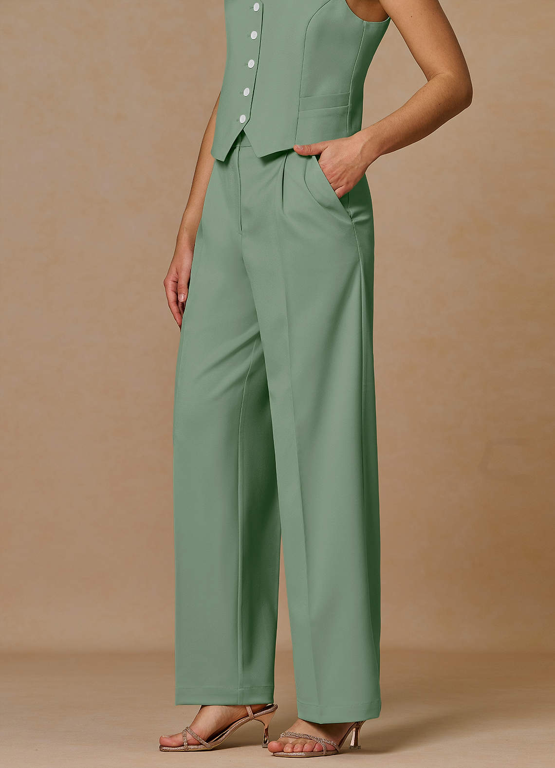 front Rowan Matcha Refined Weave Performance pants