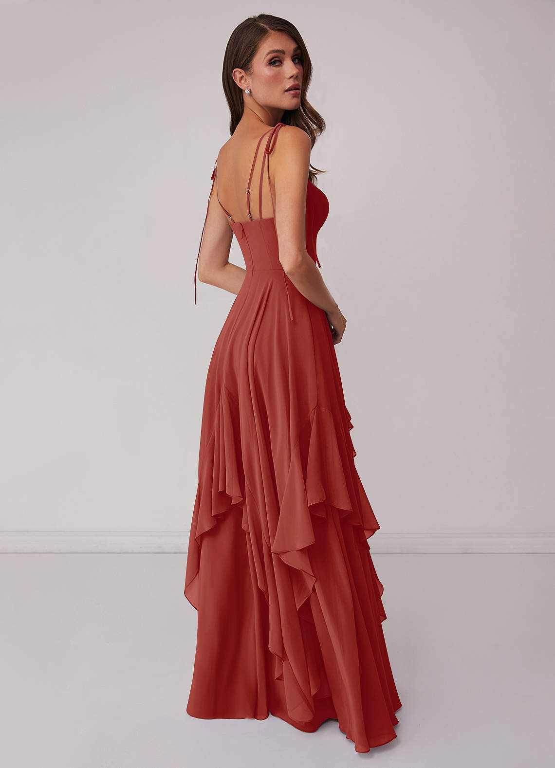 Barbie ♥ Azazie Schlussverkauf A-Linie Schleifen Chiffon Kleid Agave image1