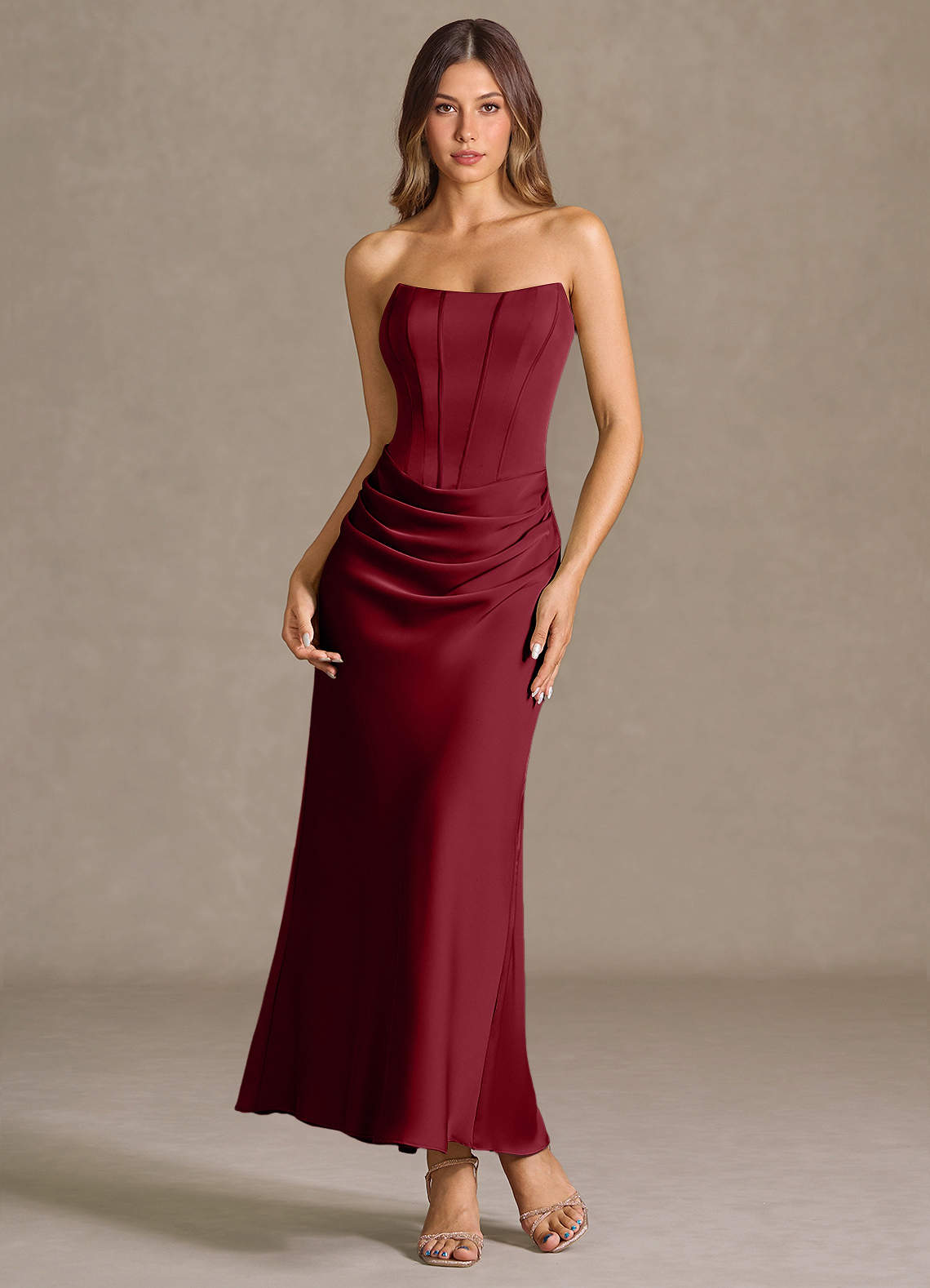 chinese dress ladies Hailey Lace Trim Maxi Dress in Marsala main image 0