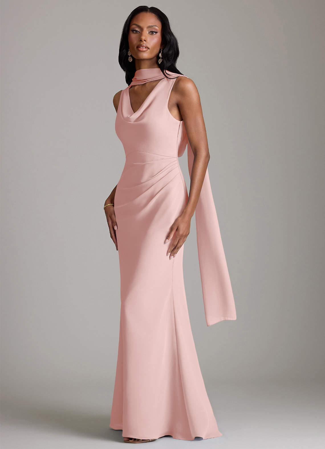 Azazie Linelle Ready to Ship Powder Pink Chiffon Bridesmaid