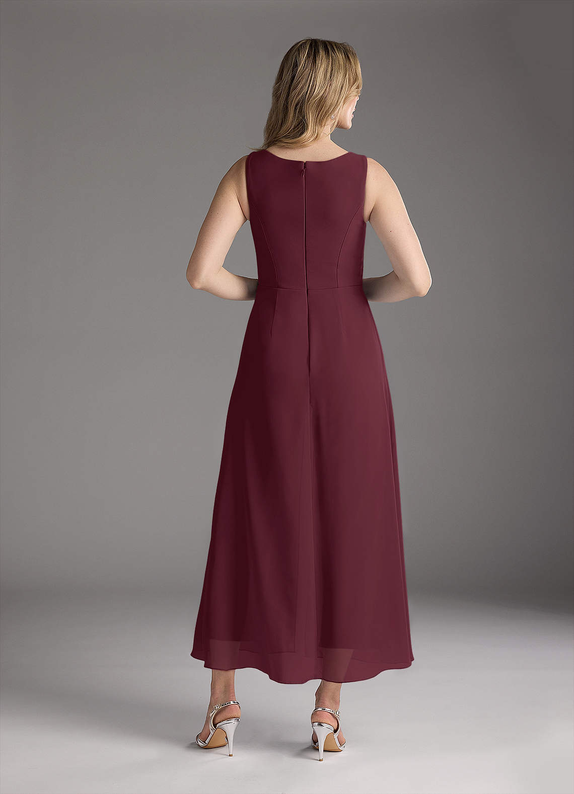 Azazie Anitta Mother of the Bride Dresses Cabernet Jumpsuit/Pantsuit Pleated Stretch Crepe Dress image5