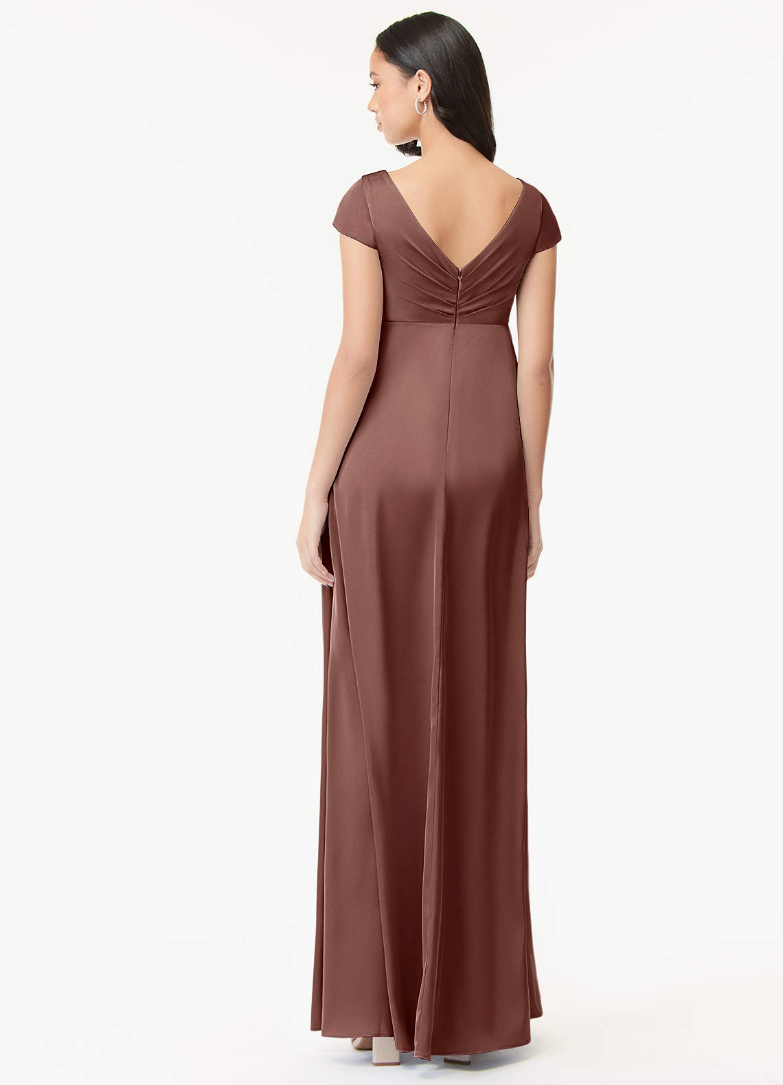 Azazie Allessia vestidos de dama de honor de maternidad Vestido de Corte En A Plisado Hasta el suelo Satén Elástico image1