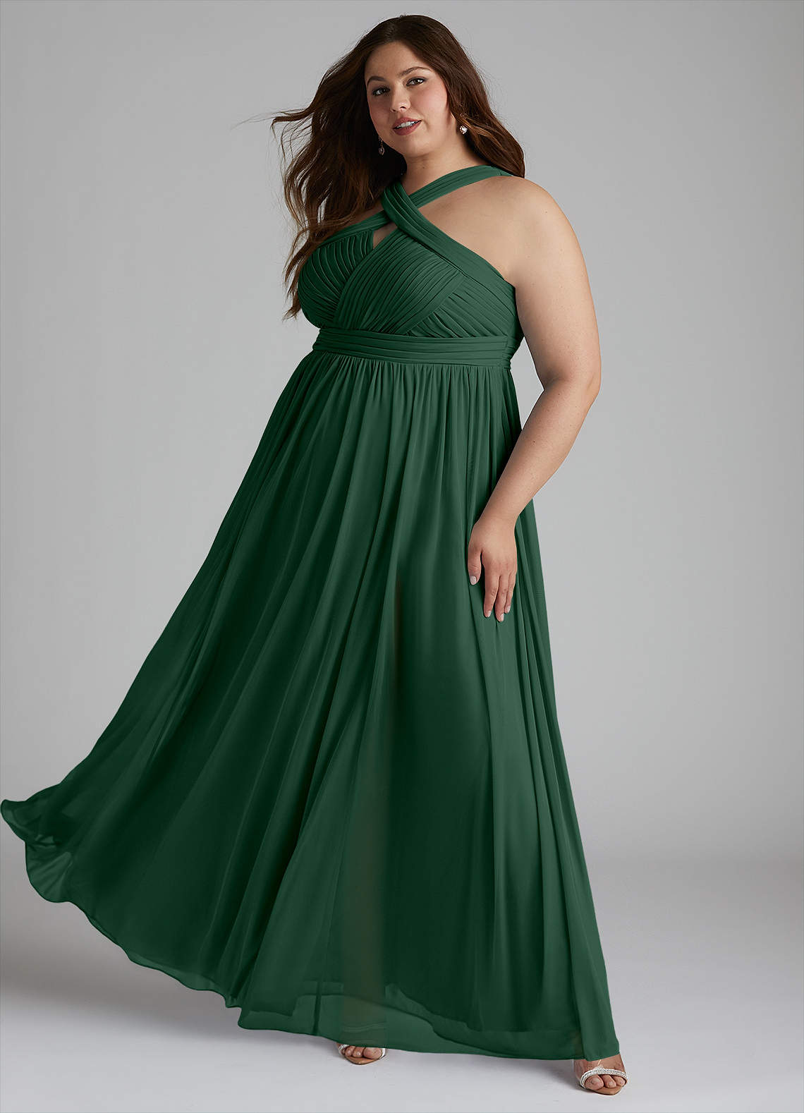 slim fit dress slacks Ever-Pretty High-Waisted Chiffon High Slit Maxi Dress with V-Neck and Elegant Ruffles main image 1