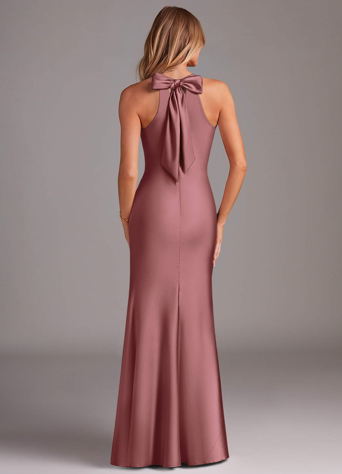 Azazie Doretta Bridesmaid Dresses Amethyst Mermaid Pleated Stretch Satin Dress image6