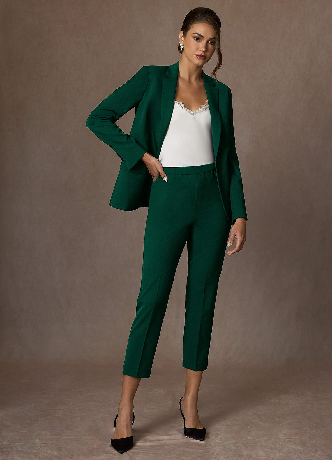 front Kennedy Emerald Structured Stretch Dress Pants