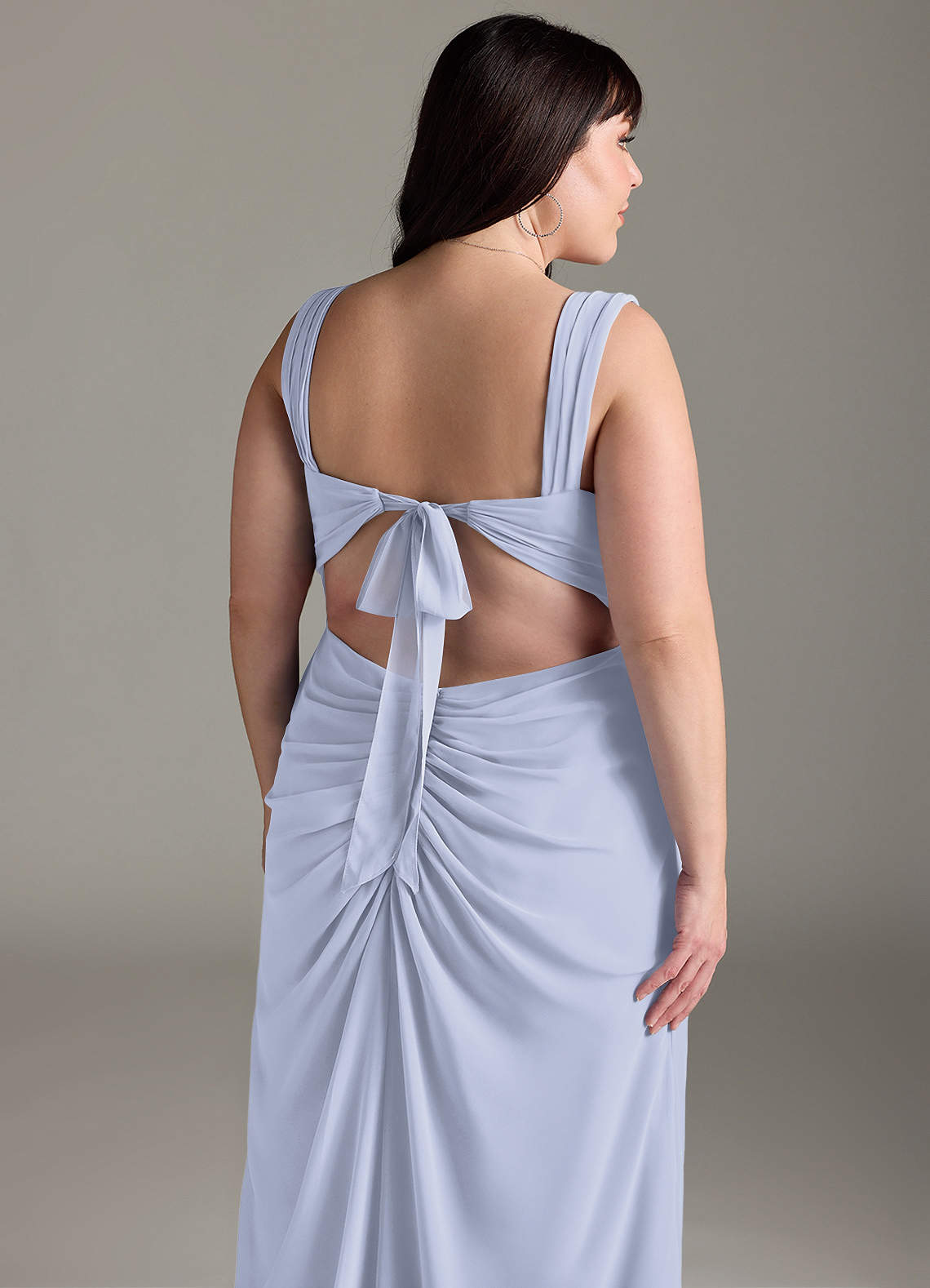 blue dress for baby girl Zapaka Women Lavender Flower A-Line Long Bridesmaid Dress with Slit Spaghetti Straps Pleated Long Formal Dress, Lavender Flower / US4 main image 0