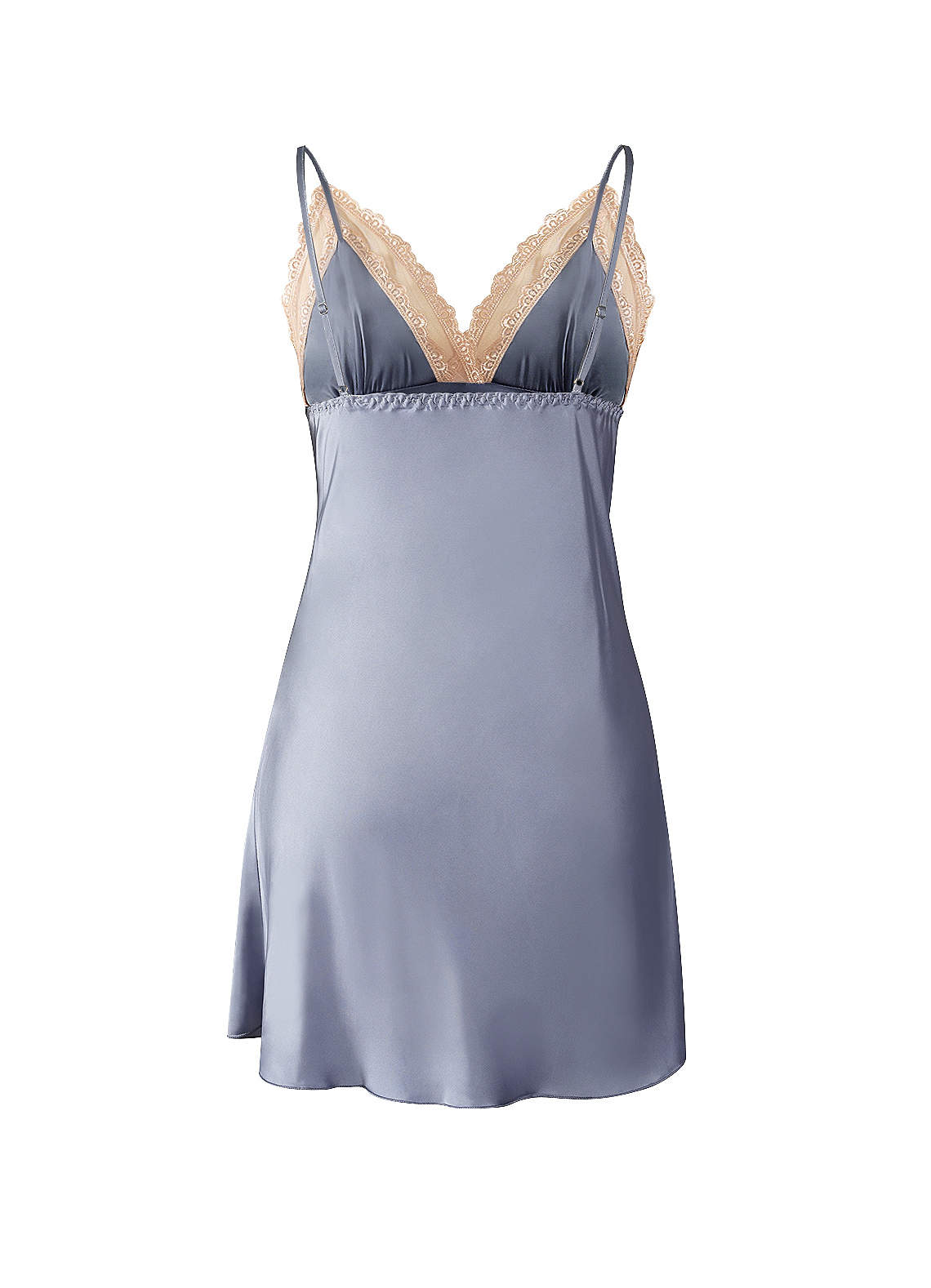 Dusty Blue Sling Hollow Nightgown Two-Piece Set With Breast Pad Robes ...