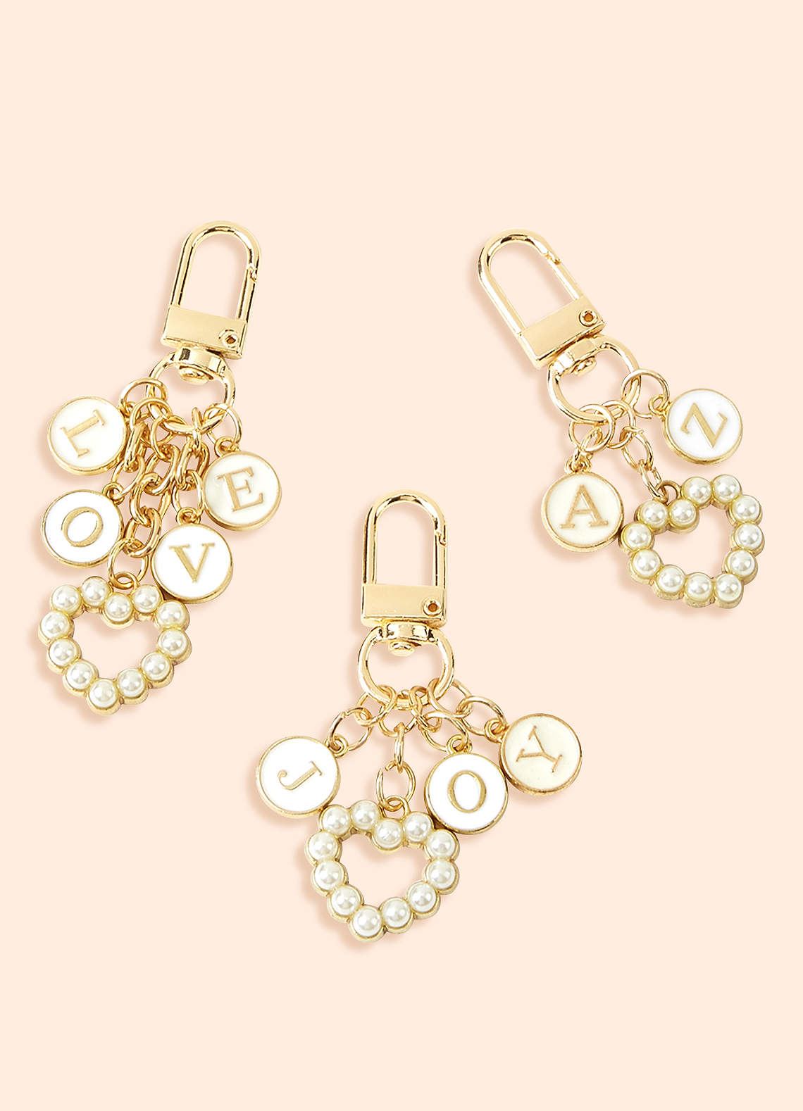 front Personalized Charm Letter Keychain