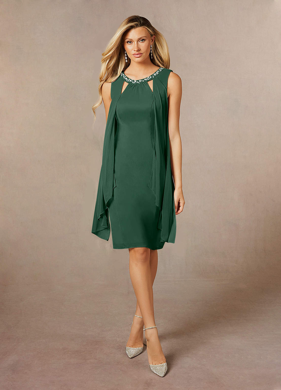 Azazie Viviana At-home Try On Dresses Dark Green A-Line Sequins Mesh Dress image1
