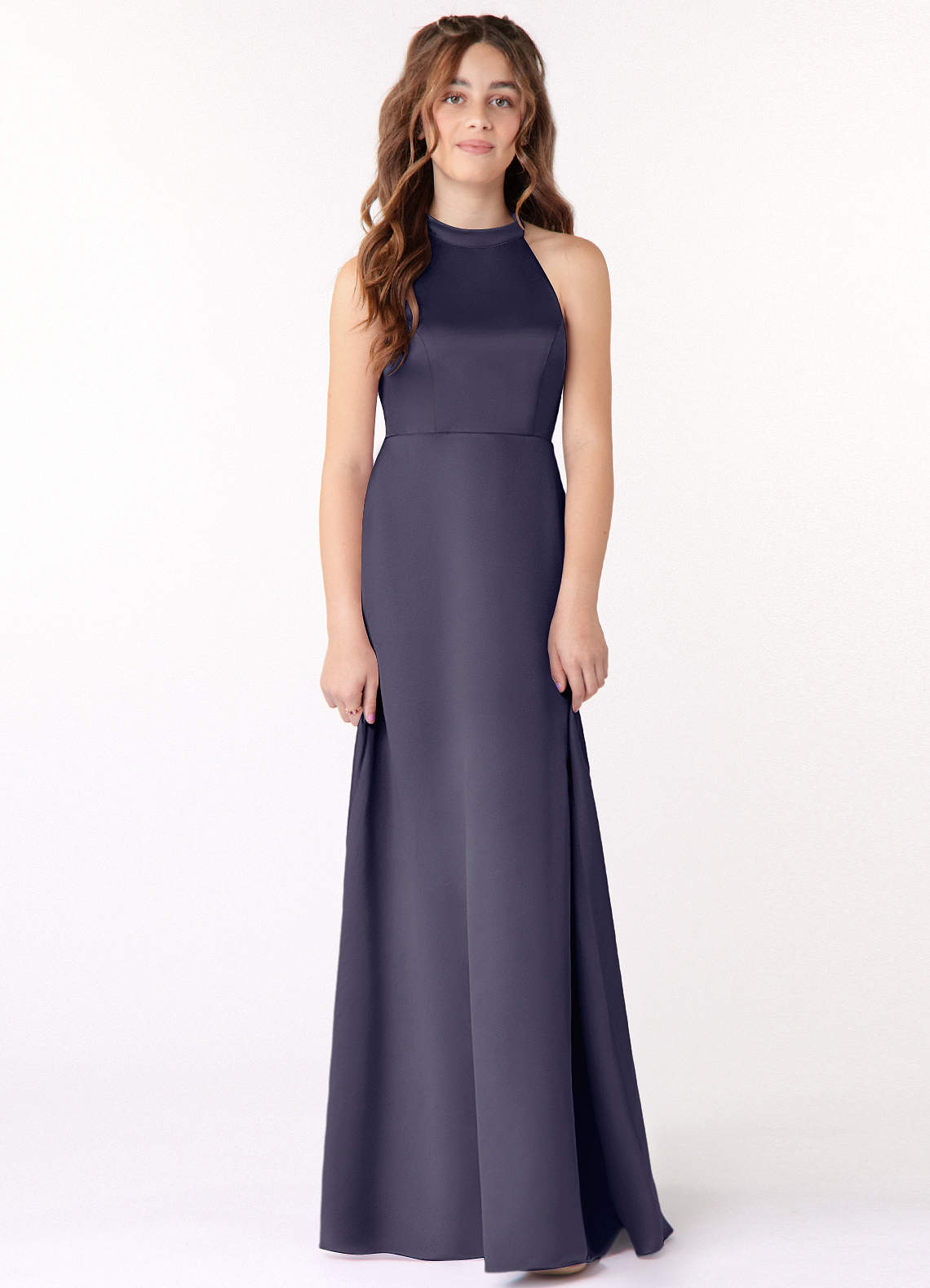 Azazie Laurel Junior Stormy A-Line Stretch Satin Dress image1
