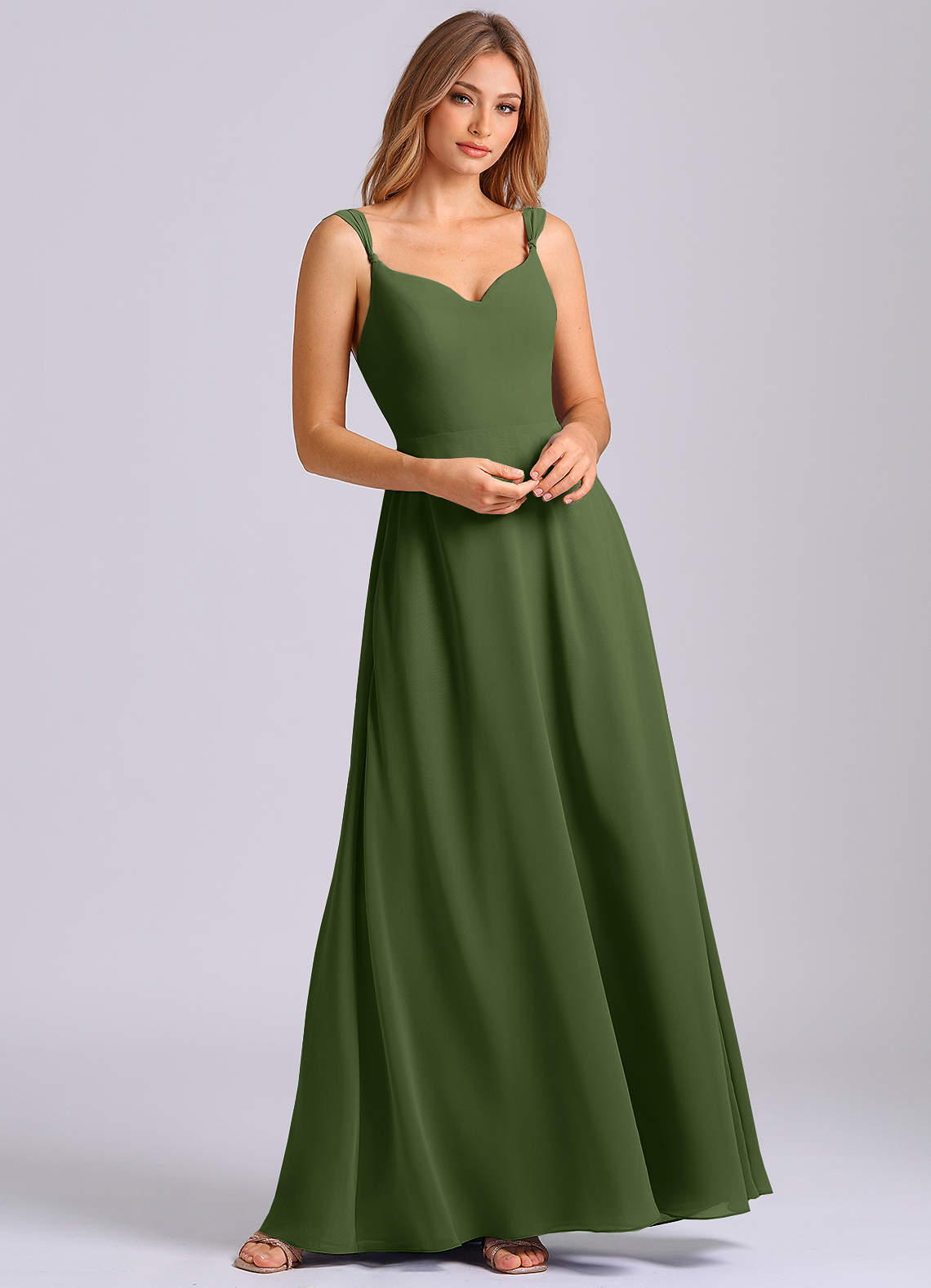 beatrice green dress Azazie Ready to Ship Olive Chiffon Bridesmaid Dresses LowStock:43268774690867