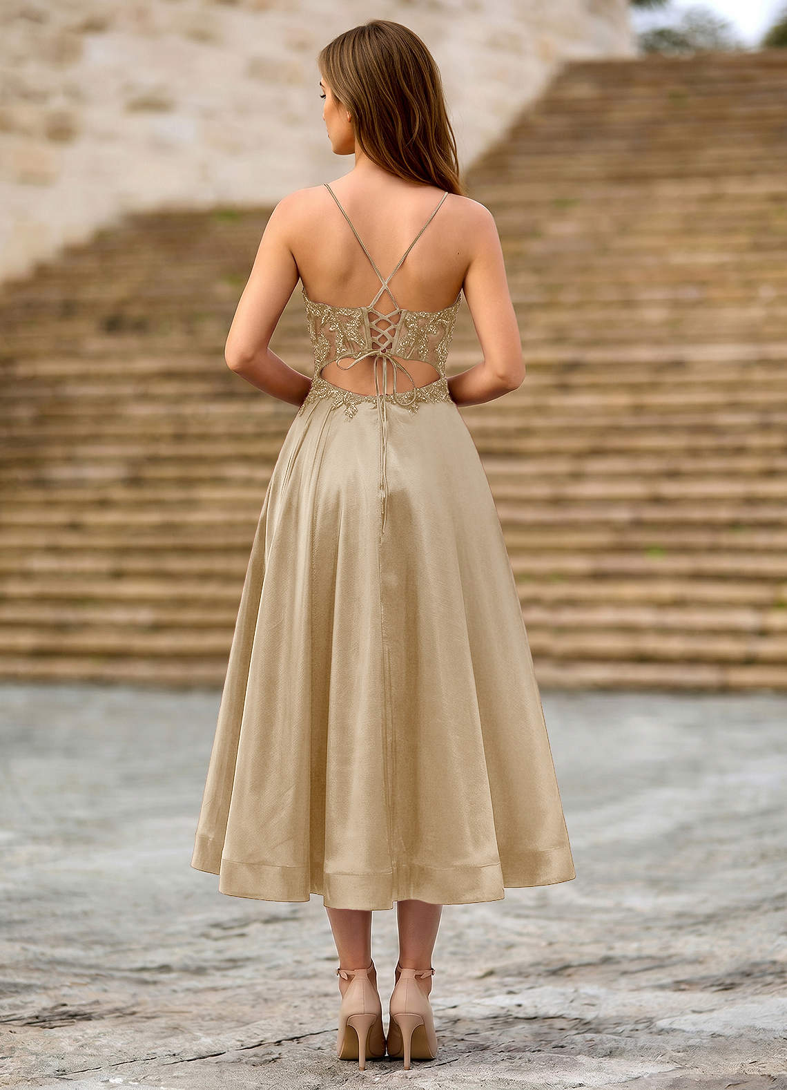 champagne gold dress for wedding guest Mother of the Bride & Groom champagne gold satin wrap dress