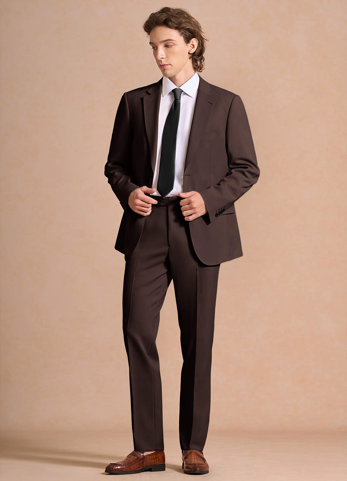 front James Ganache Structured Stretch Suit