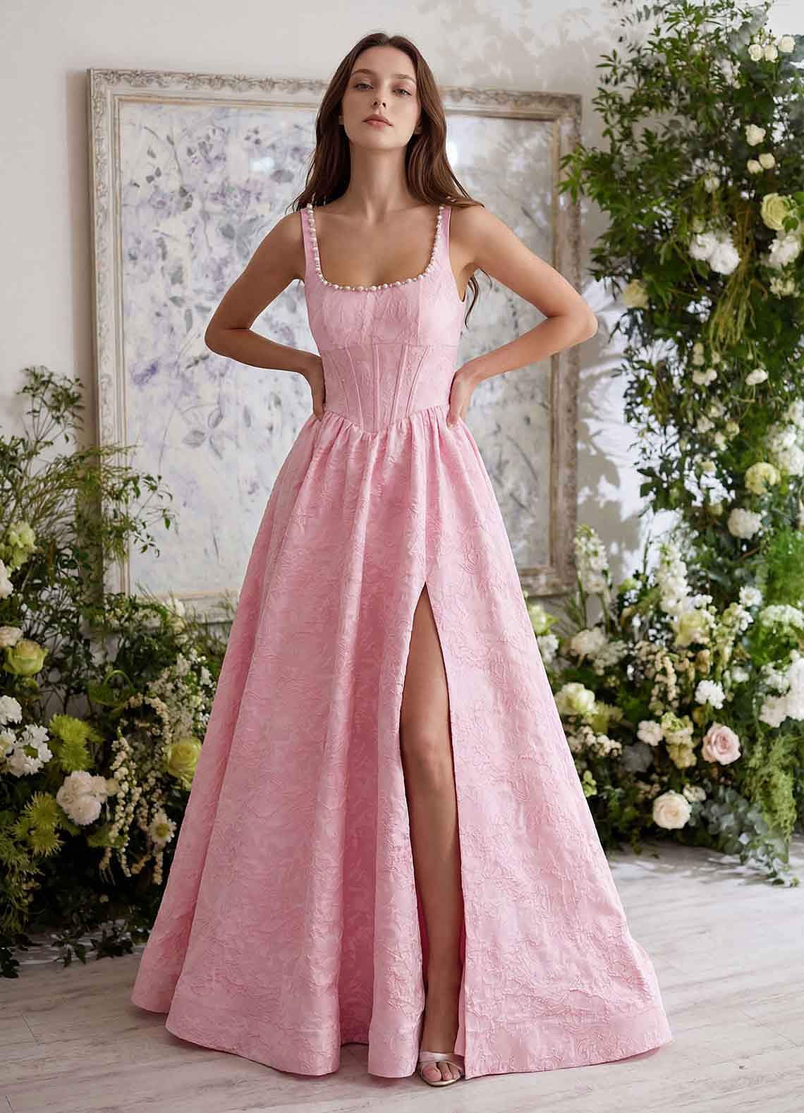 Thyme Rose Robe de bal trapèze à fleurs 3D image1