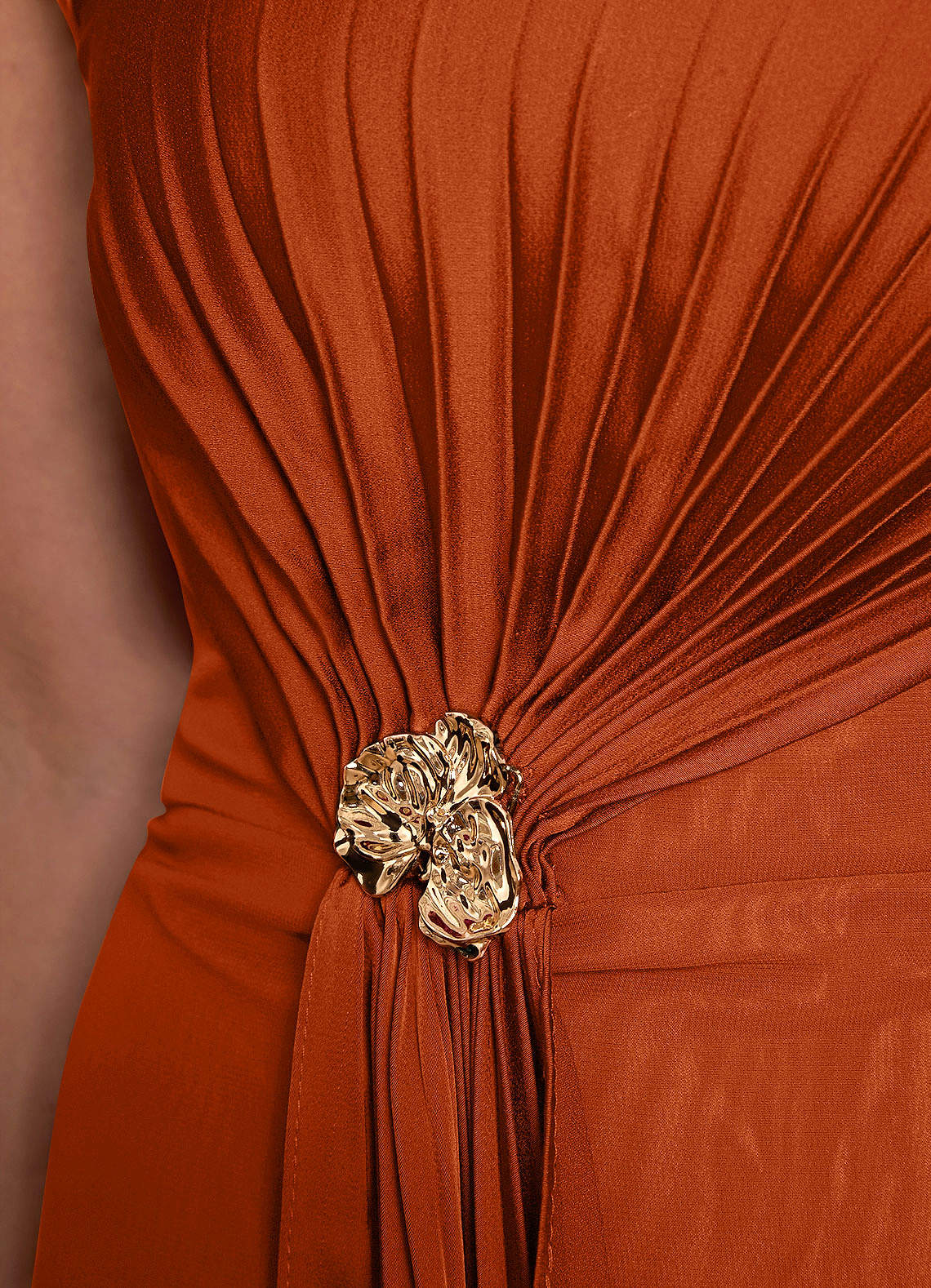 Azazie Dinanta vestidos de madre de la novia Vestido de Naranja Quemada de Gasa de Columna con Plisado image7
