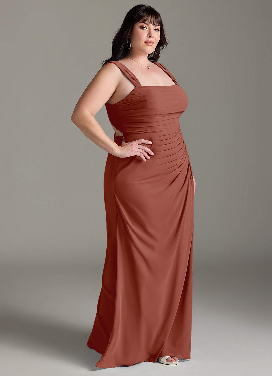 Azazie Jesaphine Bridesmaid Dresses Auburn Sheath Bow Chiffon Dress image9