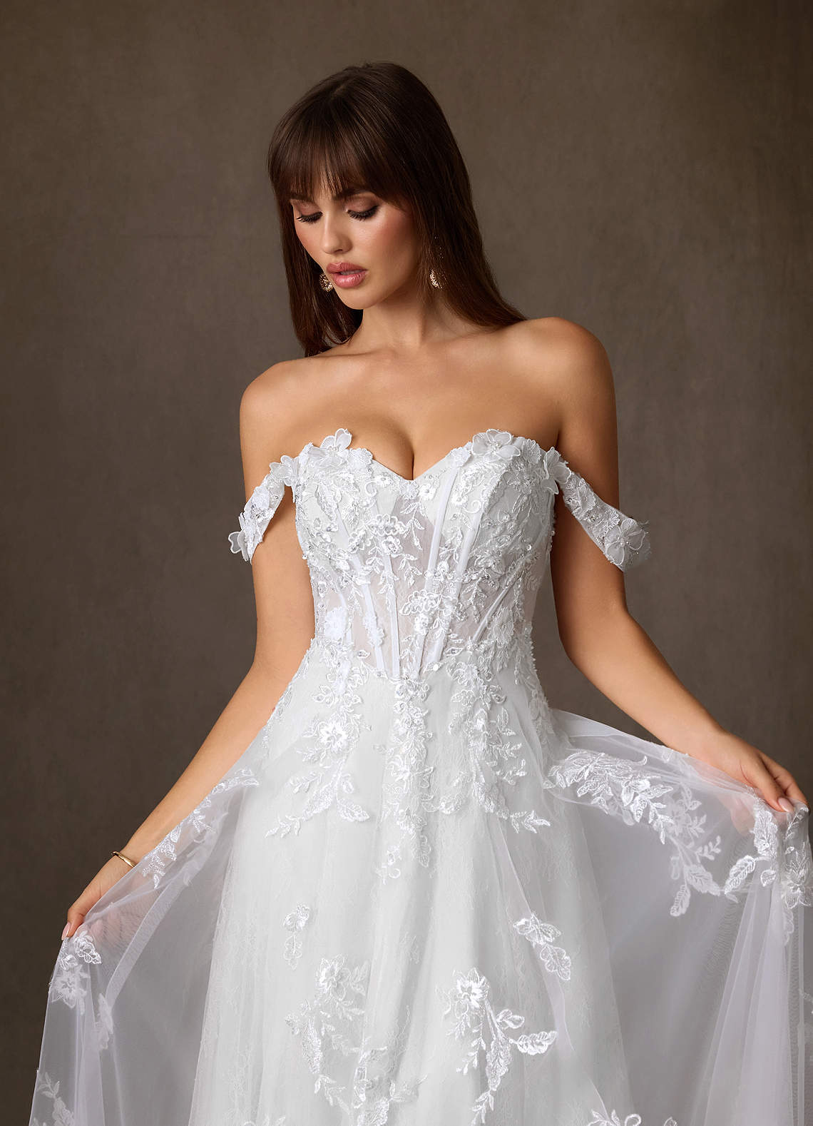 Azazie Florentina Hochzeitskleider A-Linie Herzchen Pailletten Tüll Kleid Diamantweiß image8
