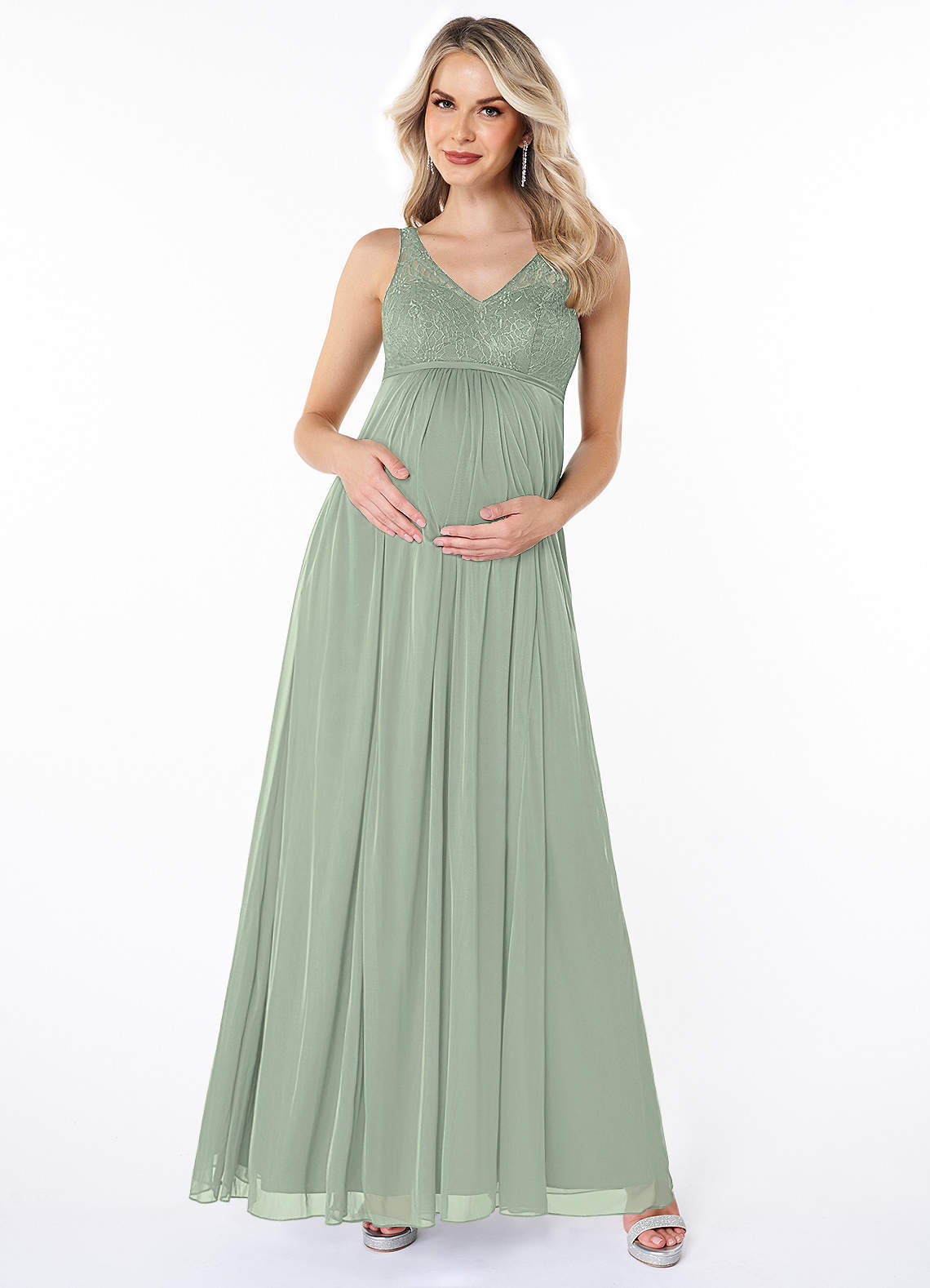 Azazie Andrea Ready to Ship Dusty Sage Maternity Bridesmaid Dresses |  Azazie DE