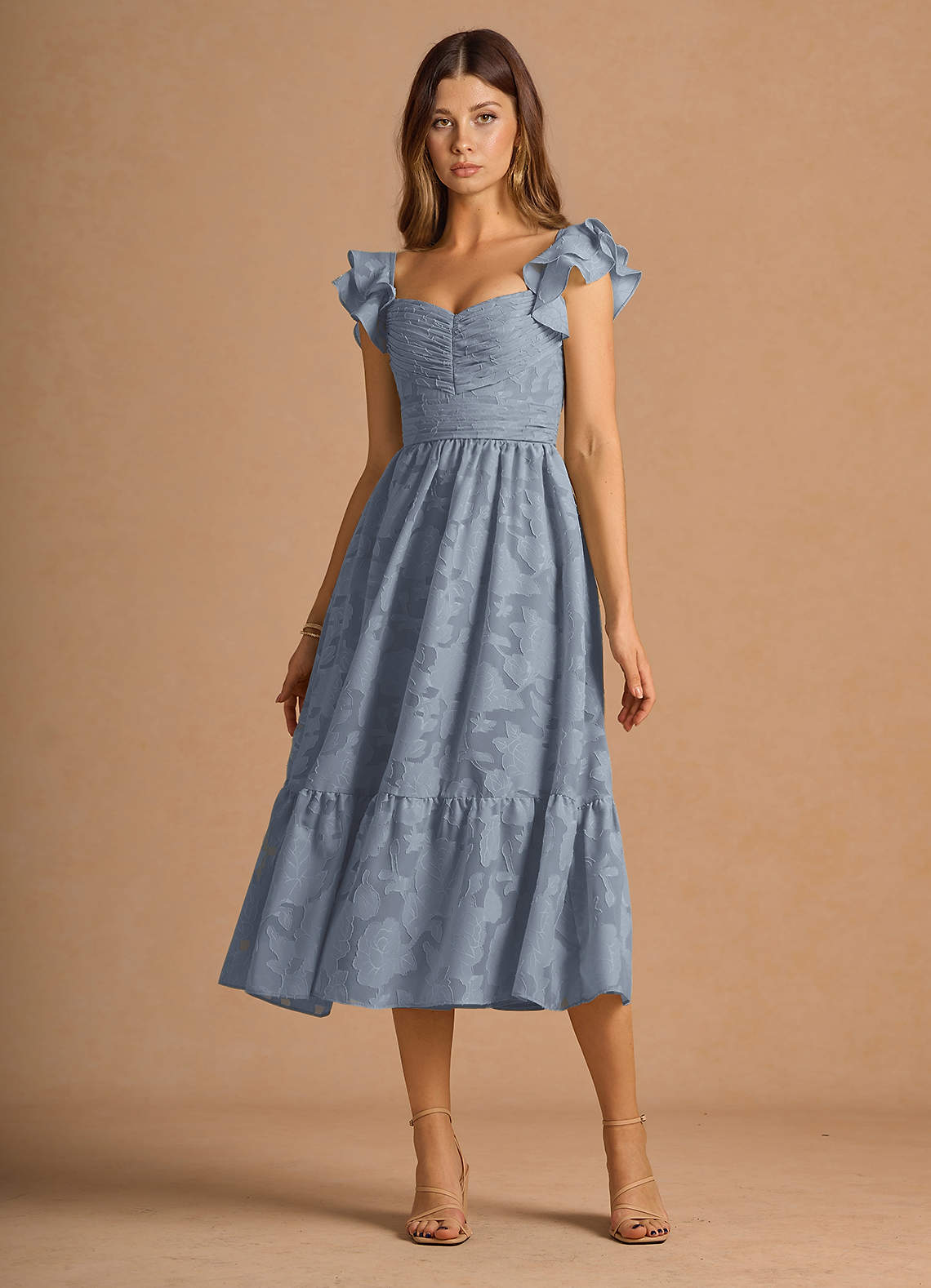 Thalia Powder Blue Midi Dress Ready to Ship | Azazie