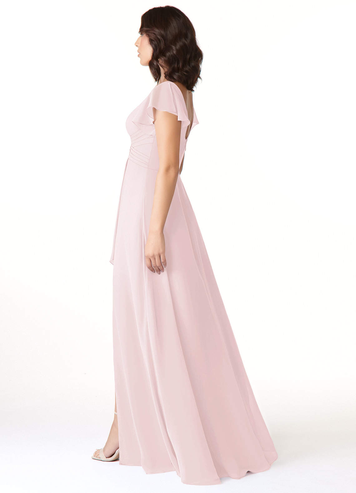 Azazie Omari Vestidos de madrinha de casamento Vestido Rosa Corado de Chiffon de Linha A image2