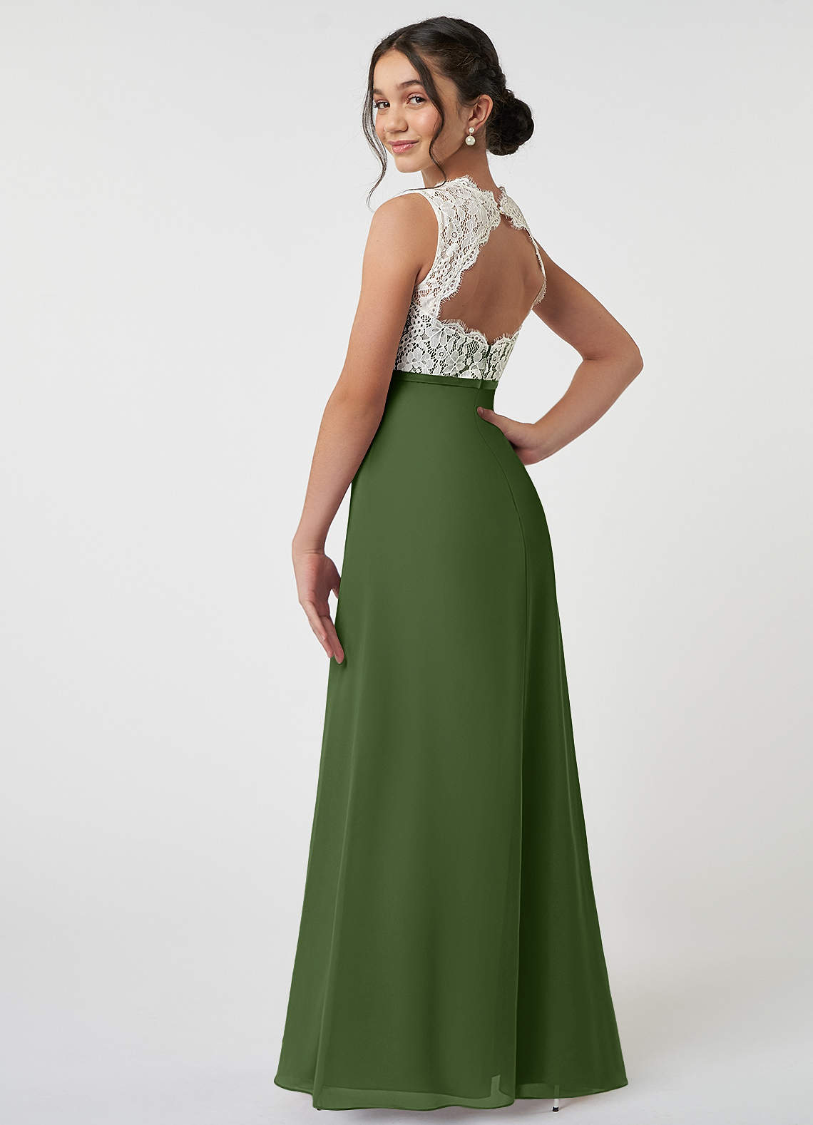 olive green lace bridesmaid dresses Azazie Elly Olive Chiffon Bridesmaid Dresses