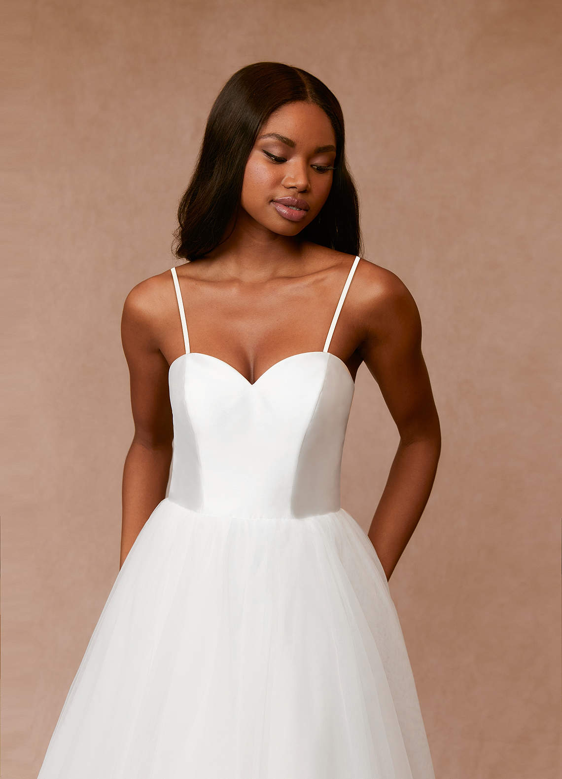 Azazie Gelsey Wedding Dresses A-Line Sweetheart Neckline Tulle Knee-Length Dress image1