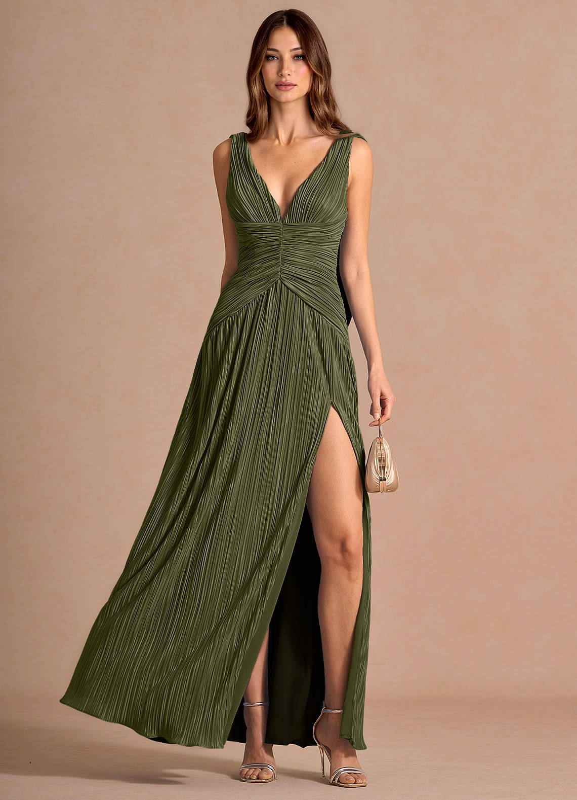 Quellia Moss Green Maxi Dress | Azazie