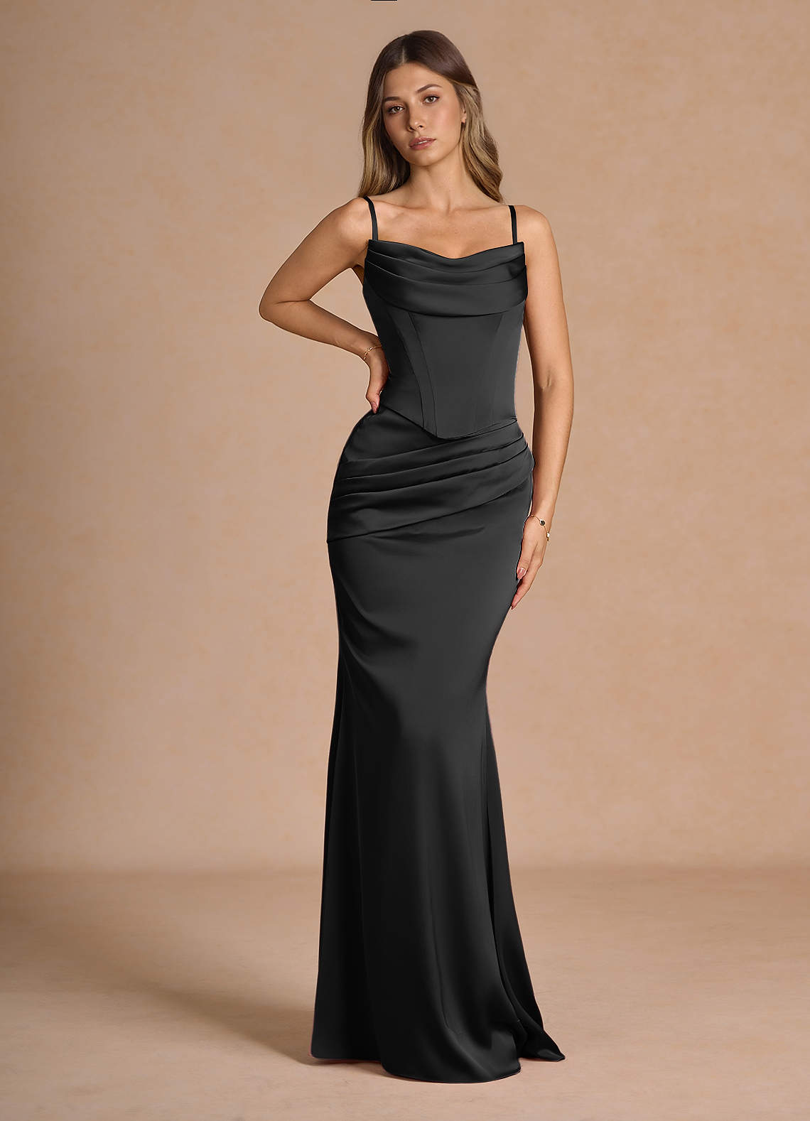 black two piece bridesmaid dress Sorrel Corset Two-Piece Sets black bridesmaid dresses