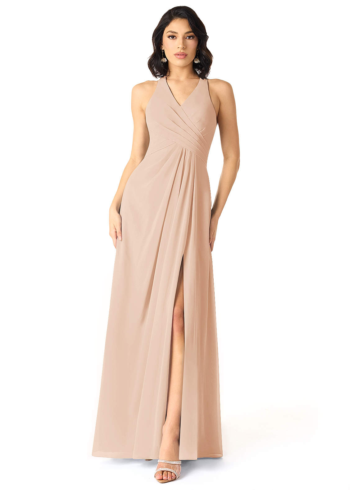 Azazie Danica Bridesmaid Dresses English Rose A-Line Pleated Chiffon Dress image1
