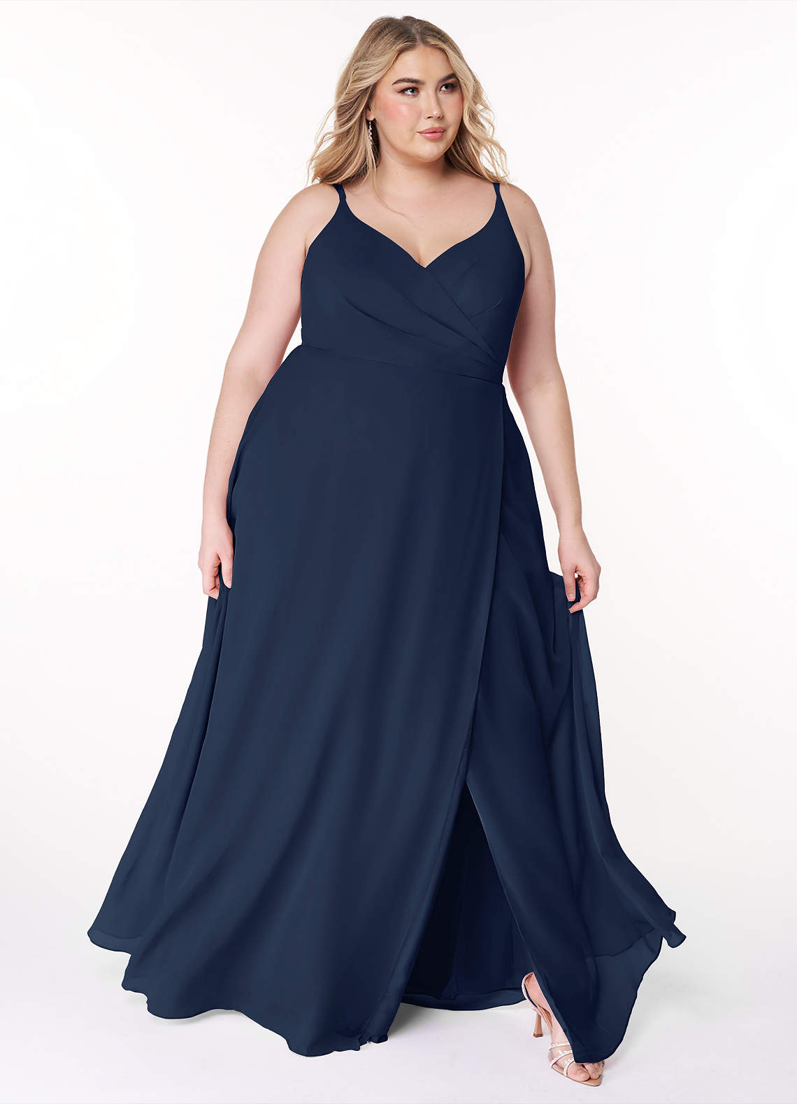 green emerald velvet dress Plus-Size Navy Blue Long Formal Prom Dress by La Femme Navy / 16W