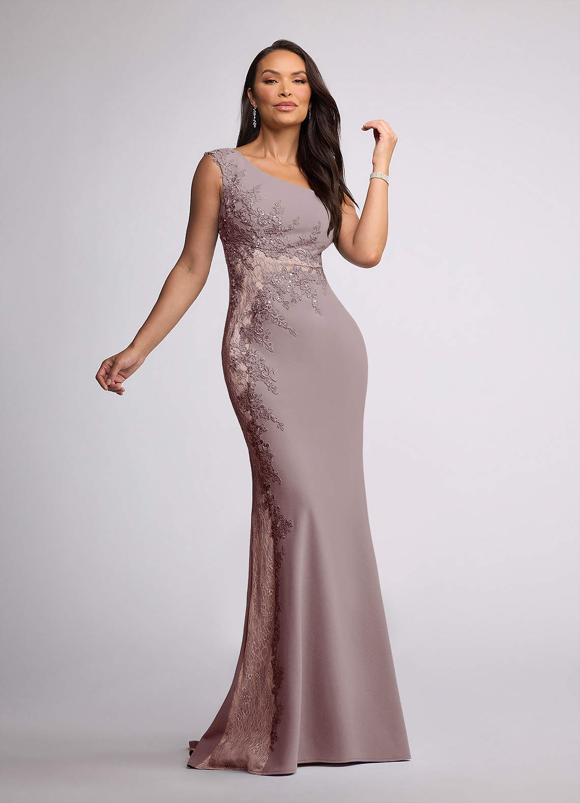 Azazie Juliane Mother of the Bride Dresses Vintage Mauve Mermaid Sequins Lace Dress image1