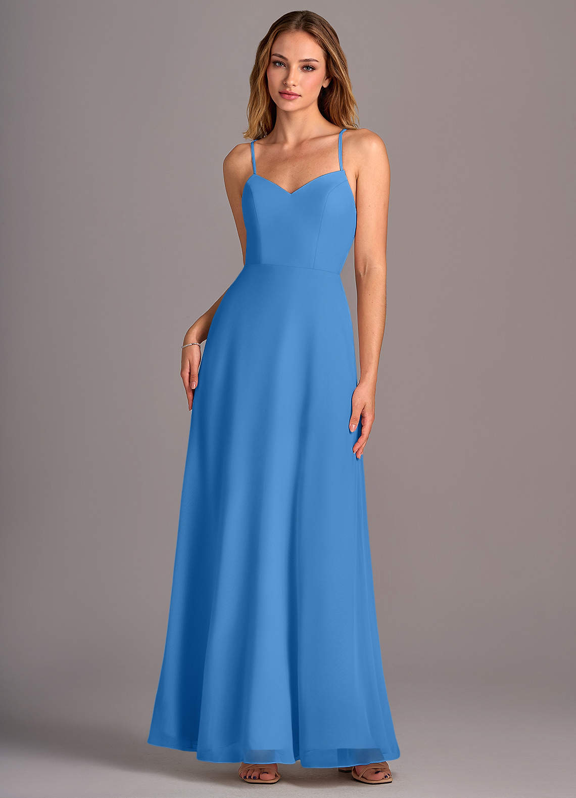 Azazie Mei Bridesmaid Dresses Blue Jay A-Line Chiffon Dress image1