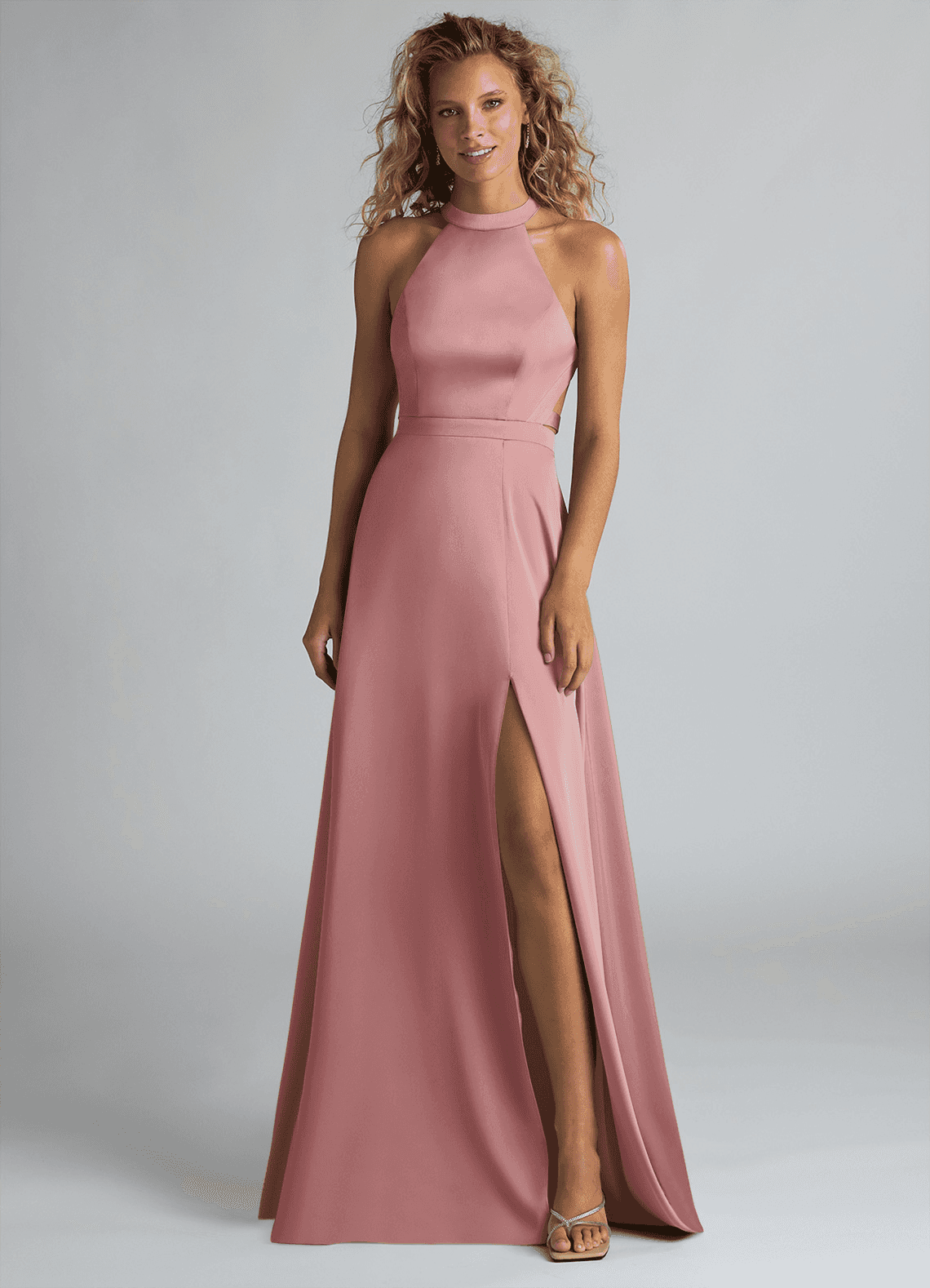 chinese dress ladies Long Mermaid Off The Shoulder Dusty Rose Bridesmaid Dress with Lace main image 0