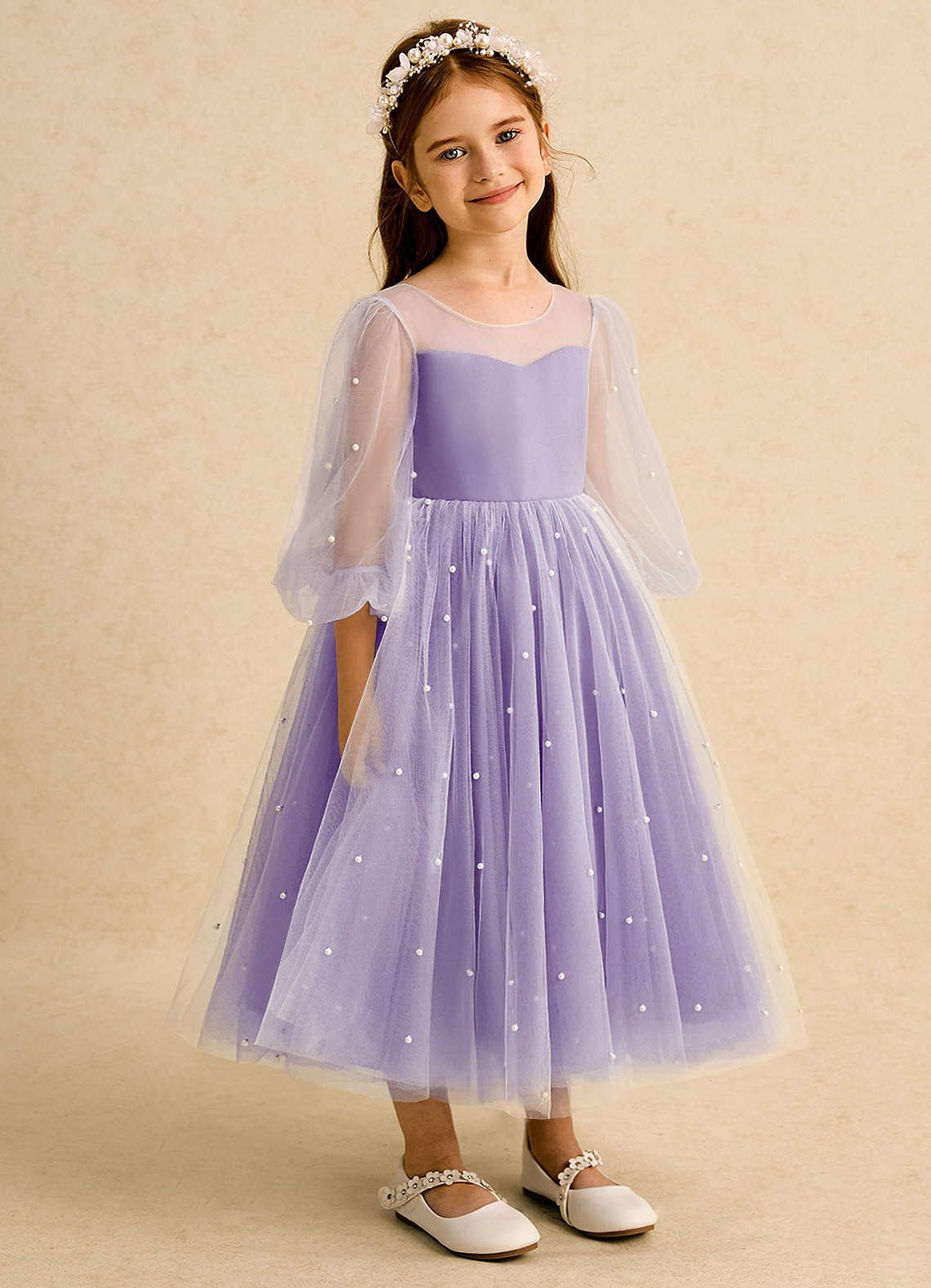 Azazie Trudy Blumenmädchenkleider Ballkleid Herzausschnitt Tüll Kleid Tahiti image1
