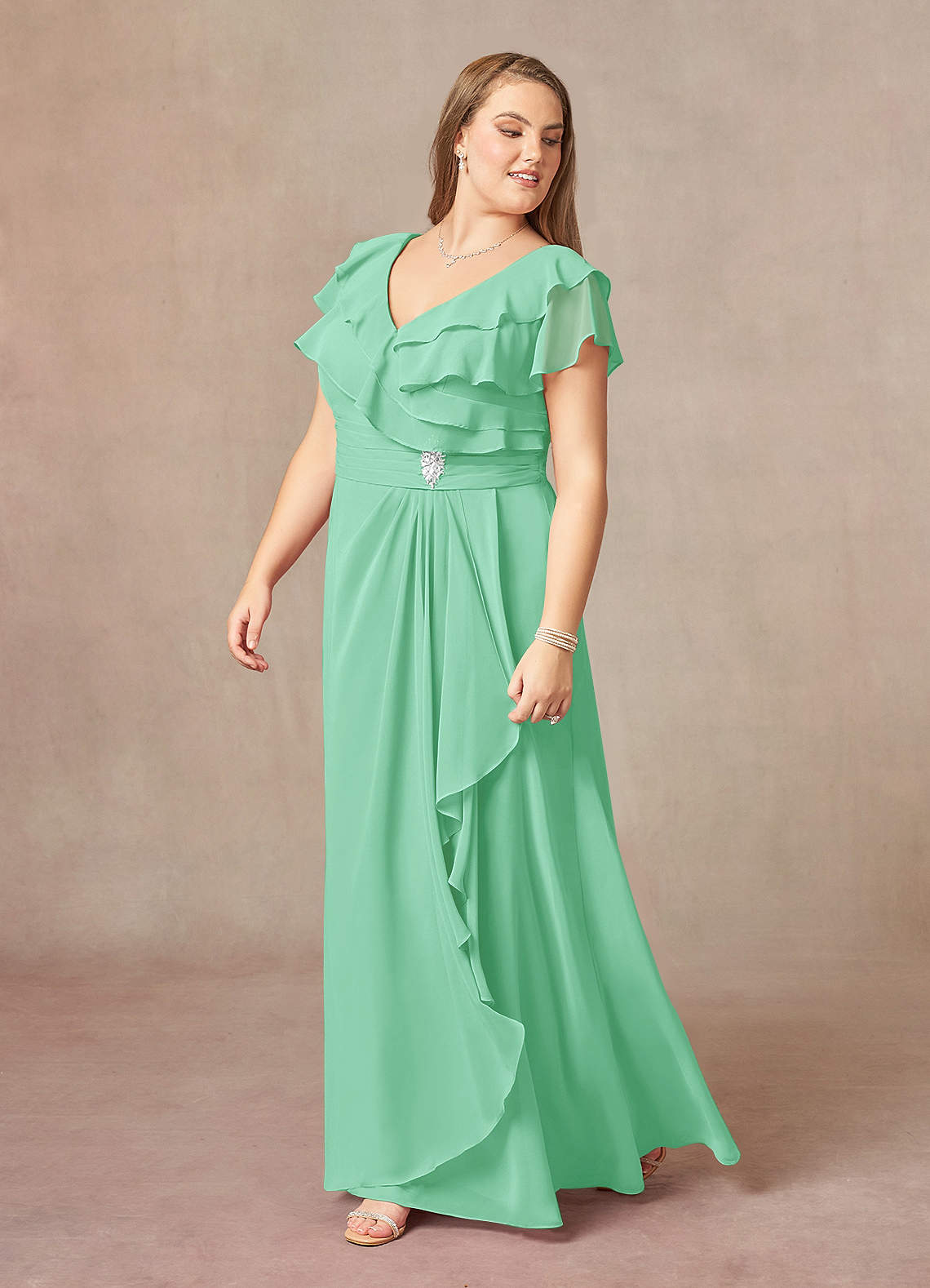 Azazie Snapdragon Malibu A-Line V-Neck Ruched Chiffon Dress Mother of ...