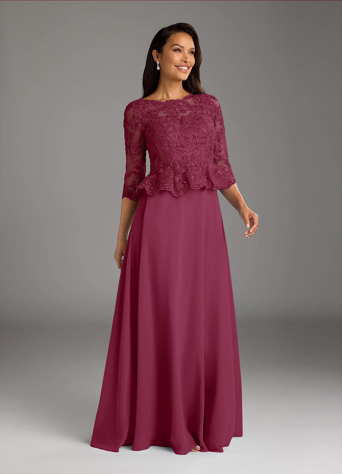 Azazie Averie Mother of the Bride Dresses Mulberry A-Line Boatneck Sequins Chiffon Dress image1