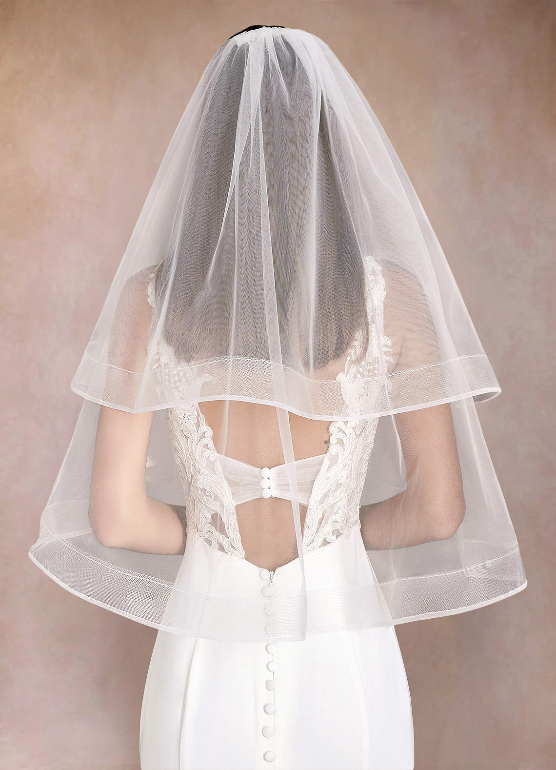 front Richelle Elbow Length Veil With Blusher