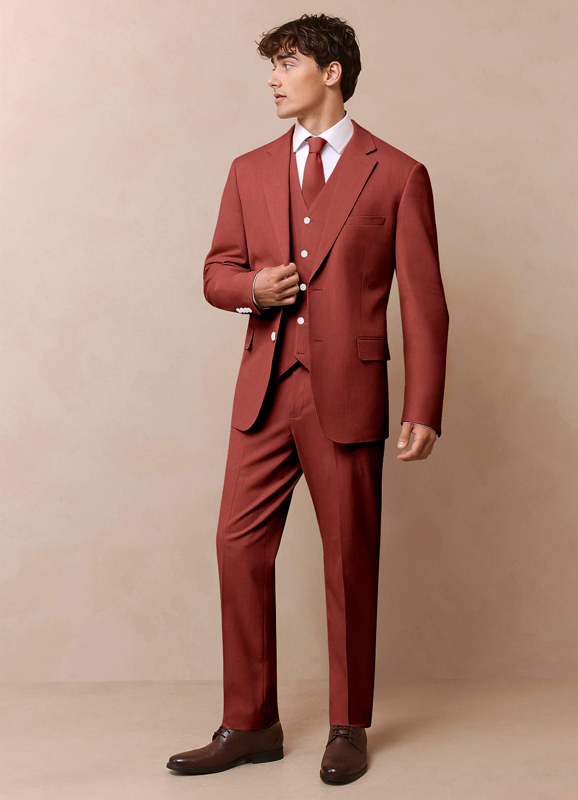 front James Terracotta Structured Stretch Dress Pants