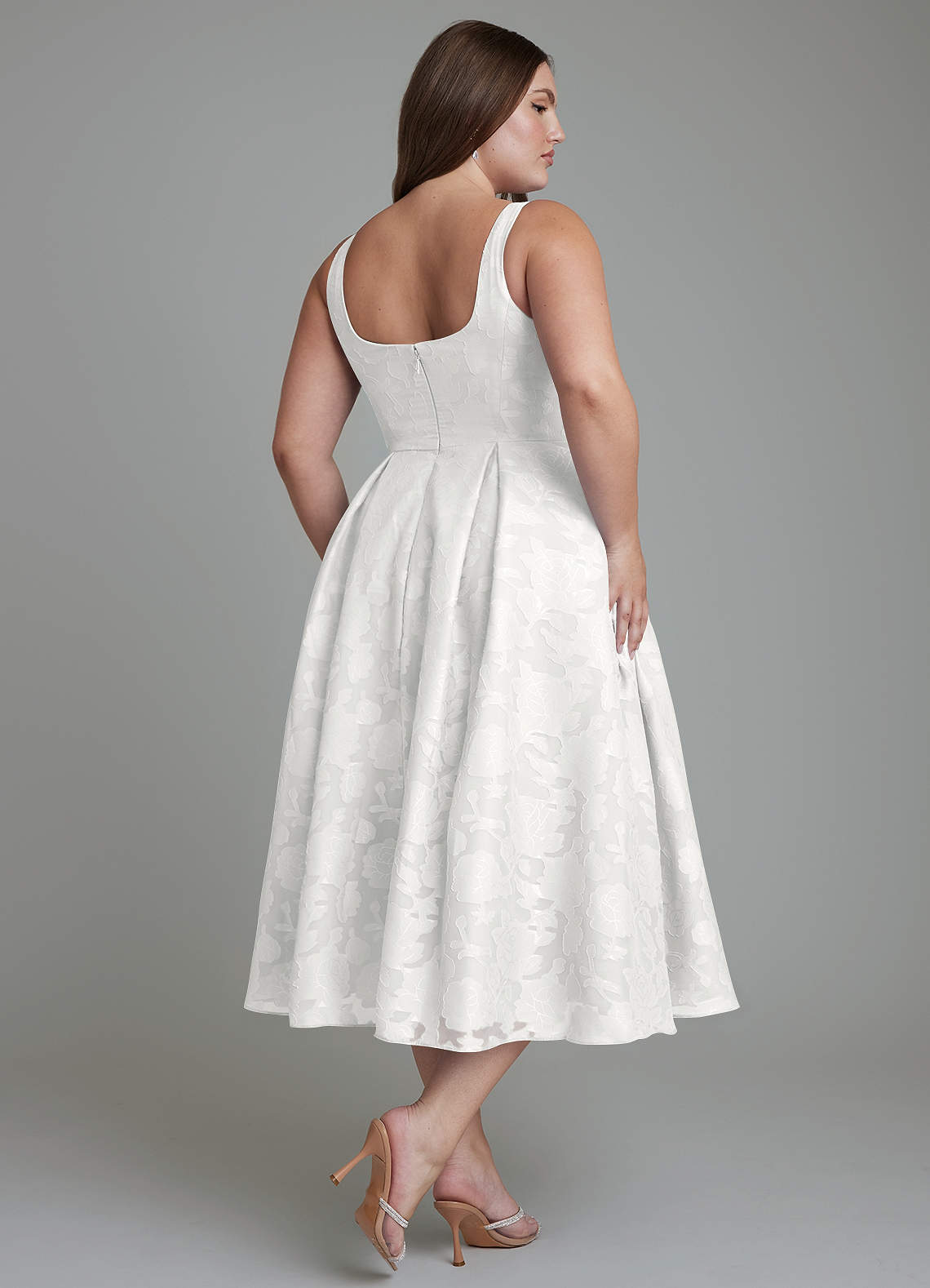Azazie Amalie Bridesmaid Dresses White A-Line Pleated Floral Burnout Dress image10