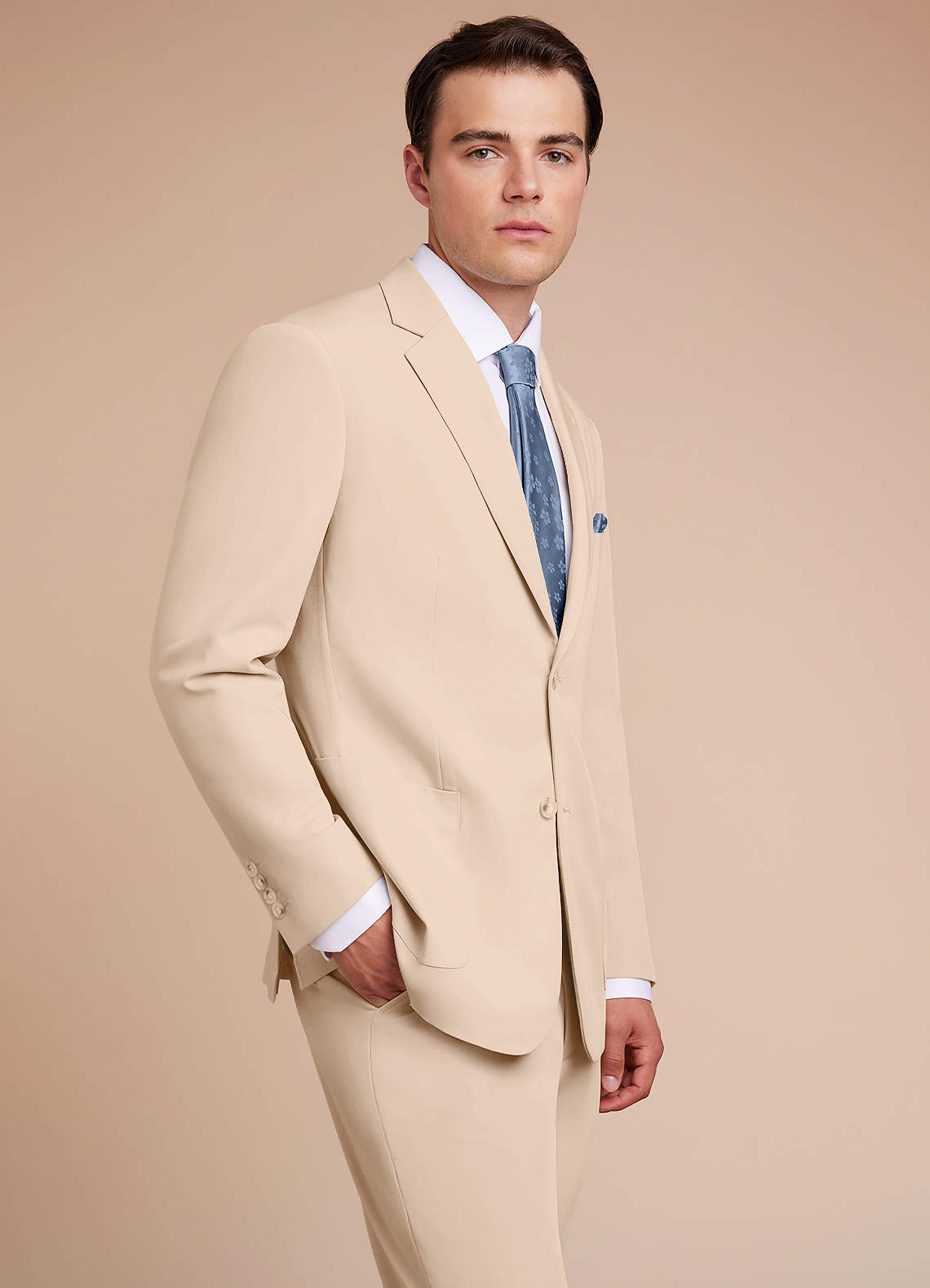 front Owen Tan Lightweight Tailored Suit Jacket