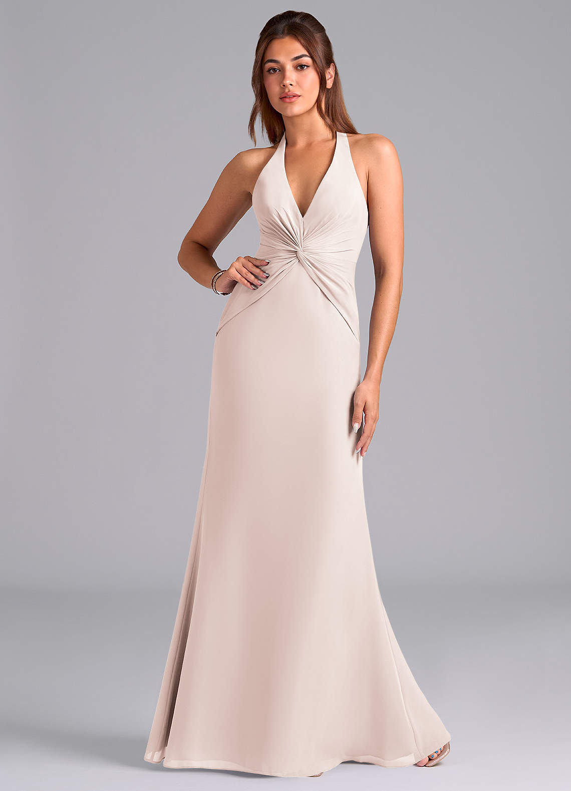 Azazie Valerie Vestidos de damas de honor Vestido de Pétalo De Rosa de Gasa de Corte Sirena con Plisado image1