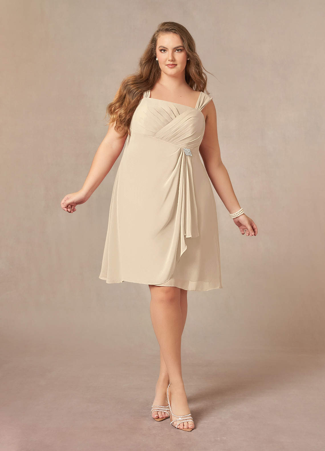 Champagne Knee Length Dress