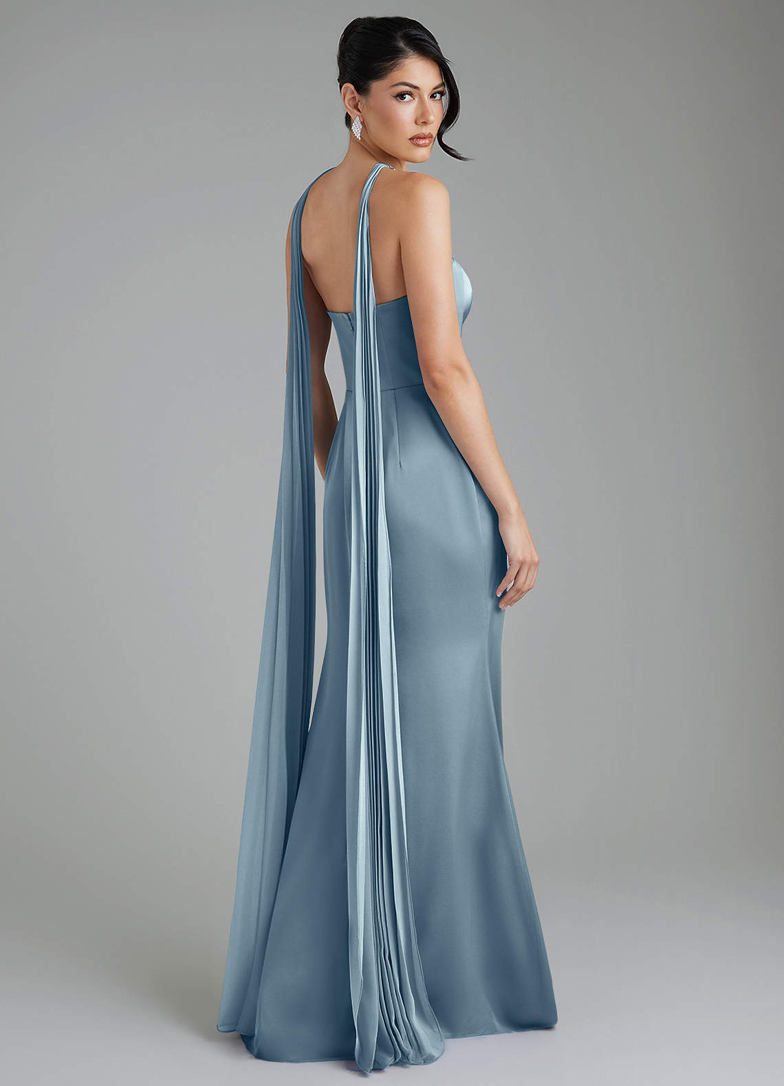 grey and burgundy bridesmaid dresses Azazie Tyler Designed in a sleek