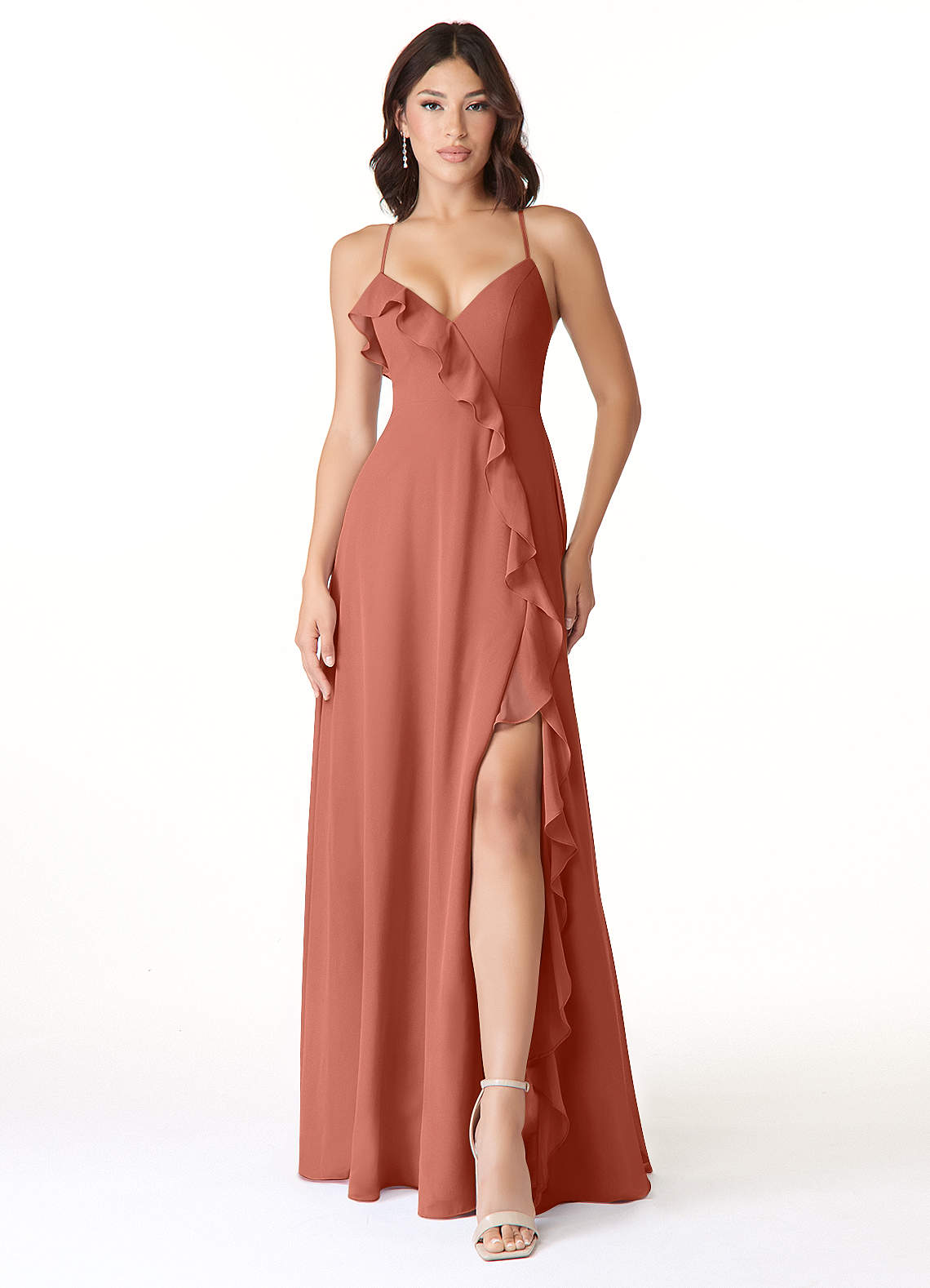 Azazie Tarni Bridesmaid Dresses Clay A-Line Chiffon Dress image1
