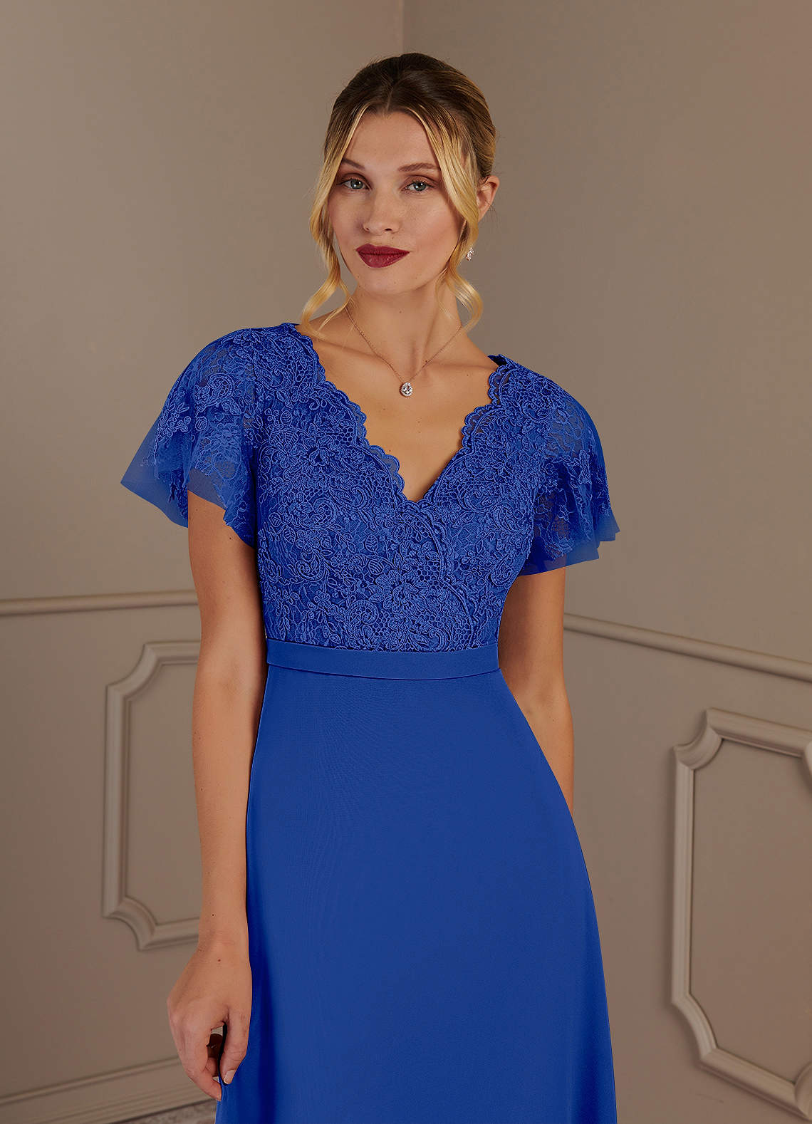 Blue lace a line dress hotsell