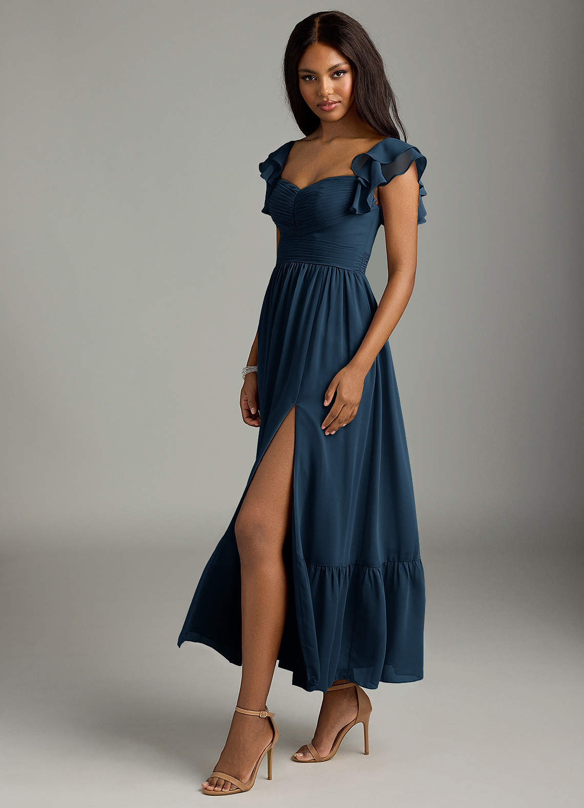 Azazie Anaya Dark Navy Chiffon Bridesmaid Dresses
